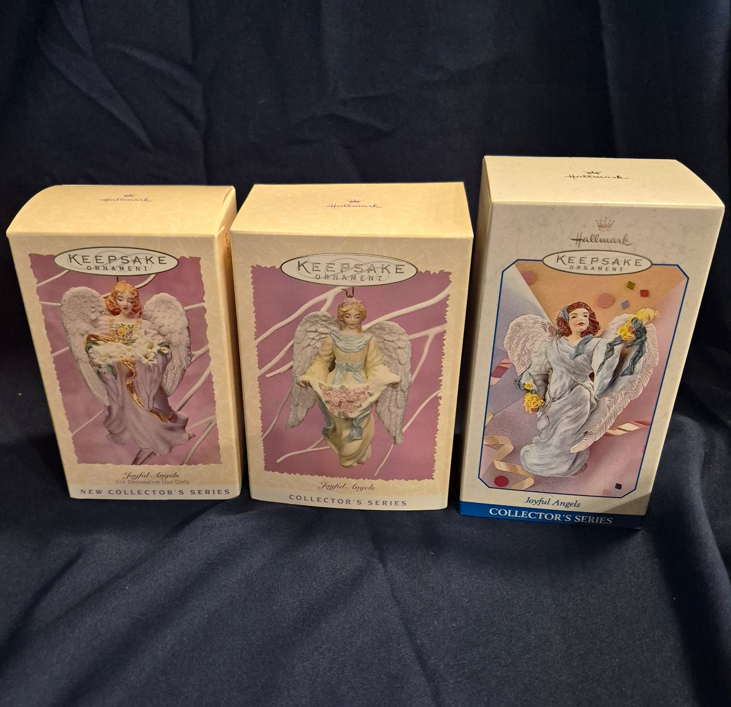 Vtg Hallmark Keepsake Joyful Angels Hanging Angel Ornaments Lot of 3 1996
