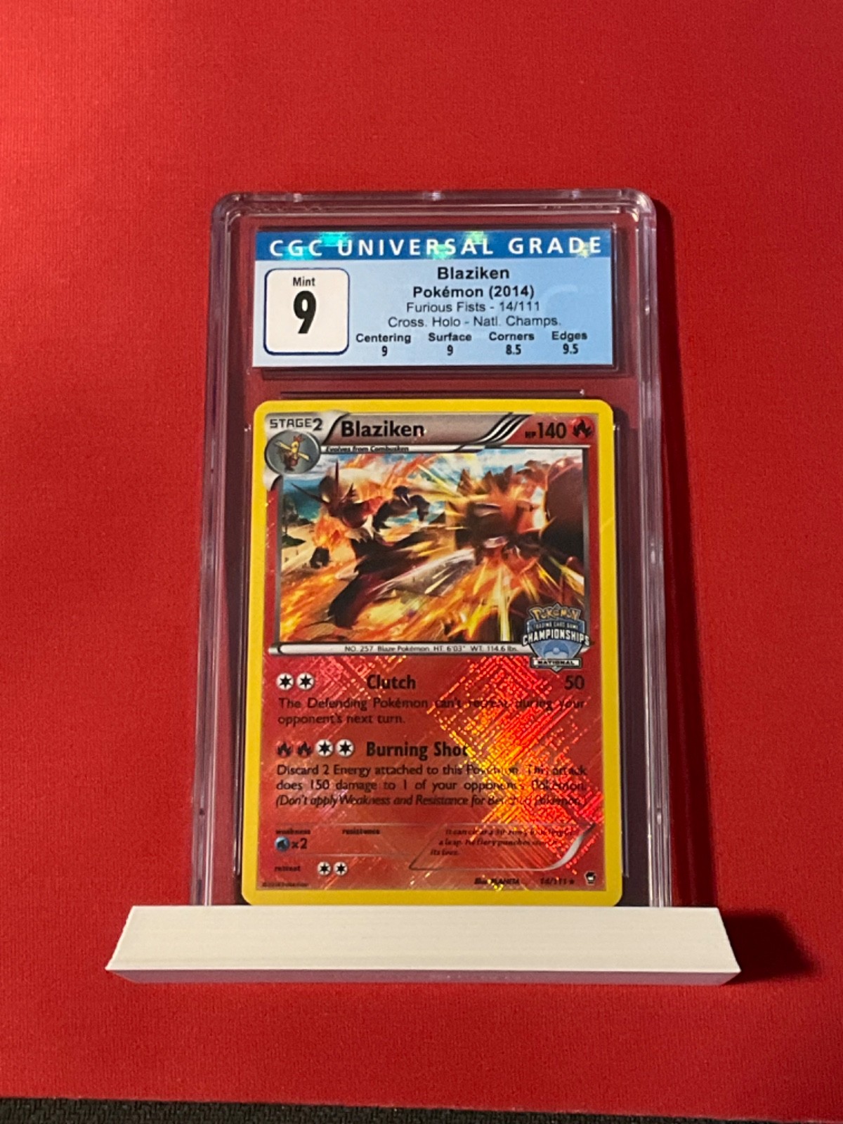 Blaziken 14/111 national championship  2014 fists crosshatch holo CGC 9🔥💎 MINT