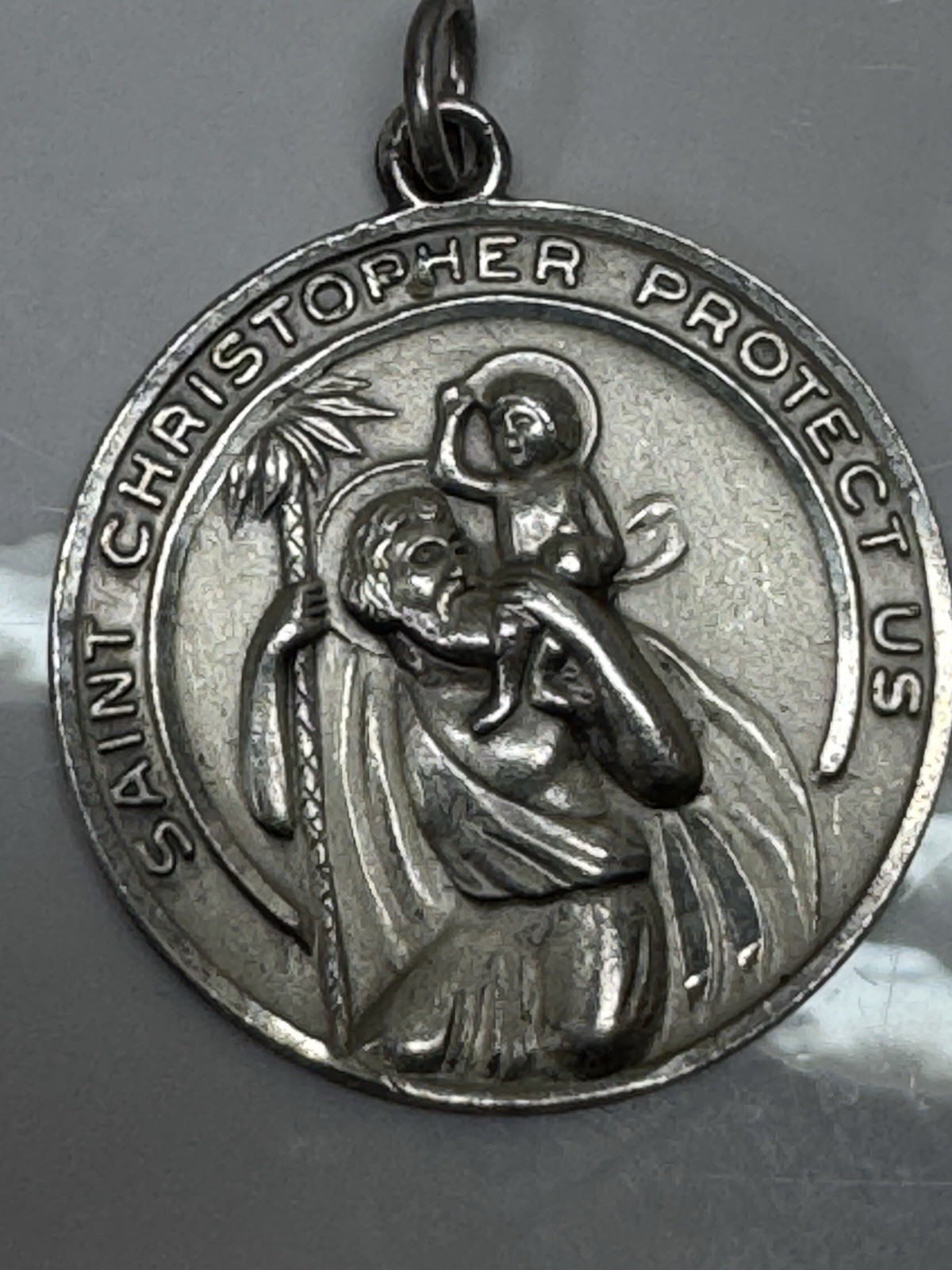 Vintage STERLING Saint St. Christopher Medal Pendant Protect Us 925 Vintage STERLING Saint St. Christopher Medal Pendant Protect Us 925