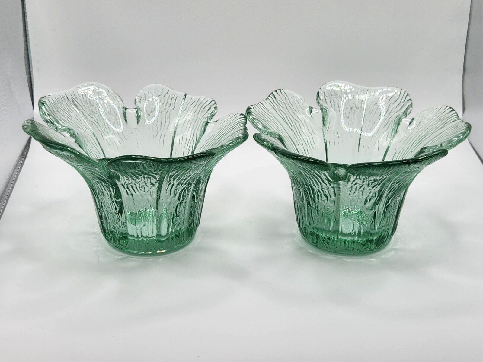 Recycled Green Glass Candle Holders Set Of 2