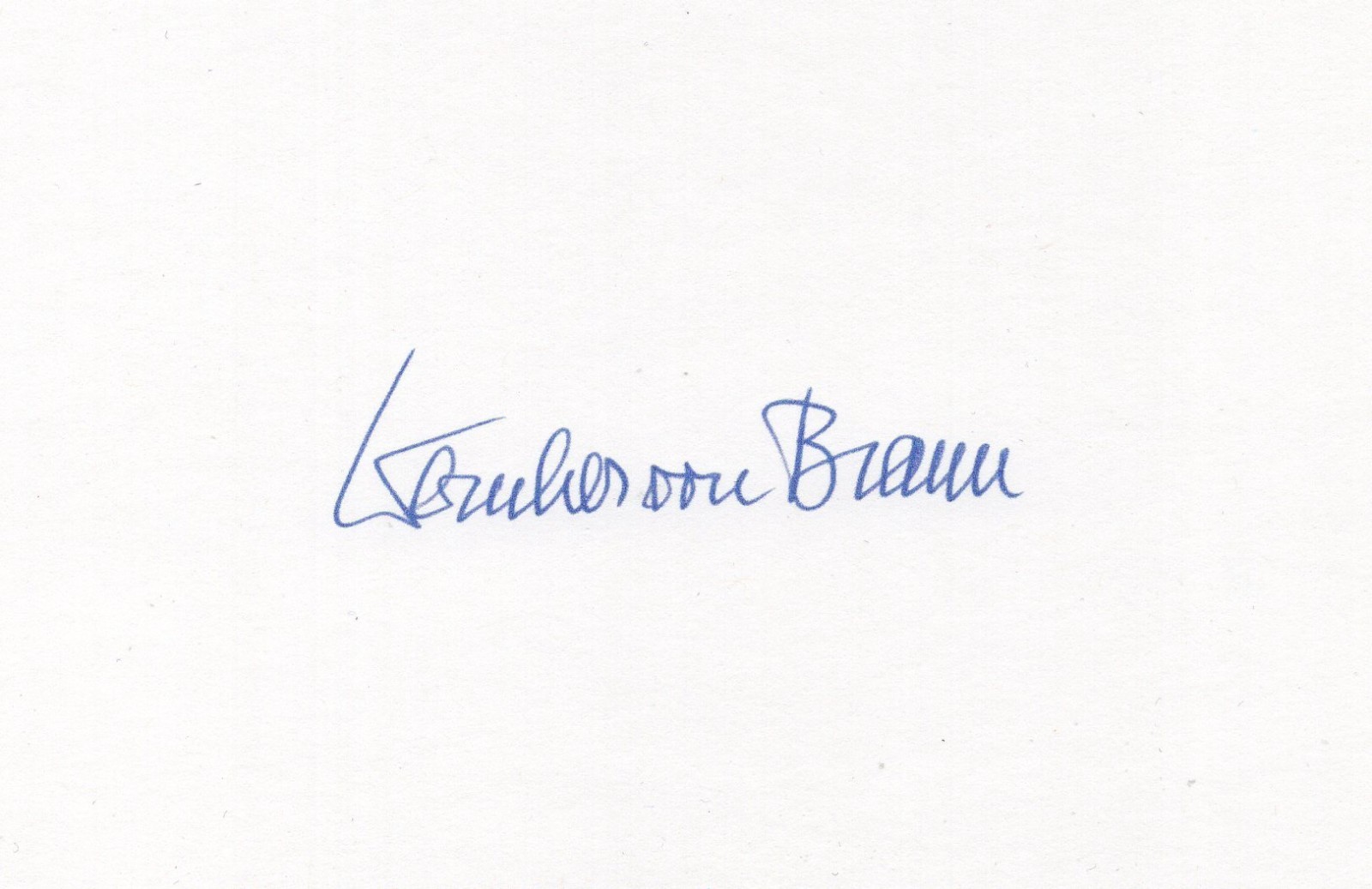 WERNHER VON BRAUN, hand-signed card - very rare