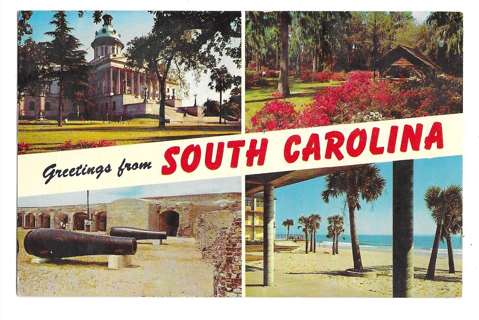 Postcard Greetings From South Carolina Multi View Of State Sites c1960
