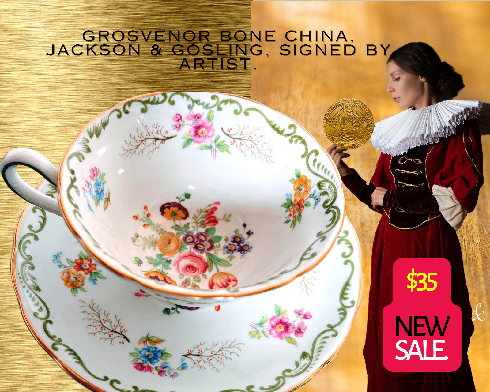 Grosvenor Bone China, Jackson & Gosling, Signed by Artist.