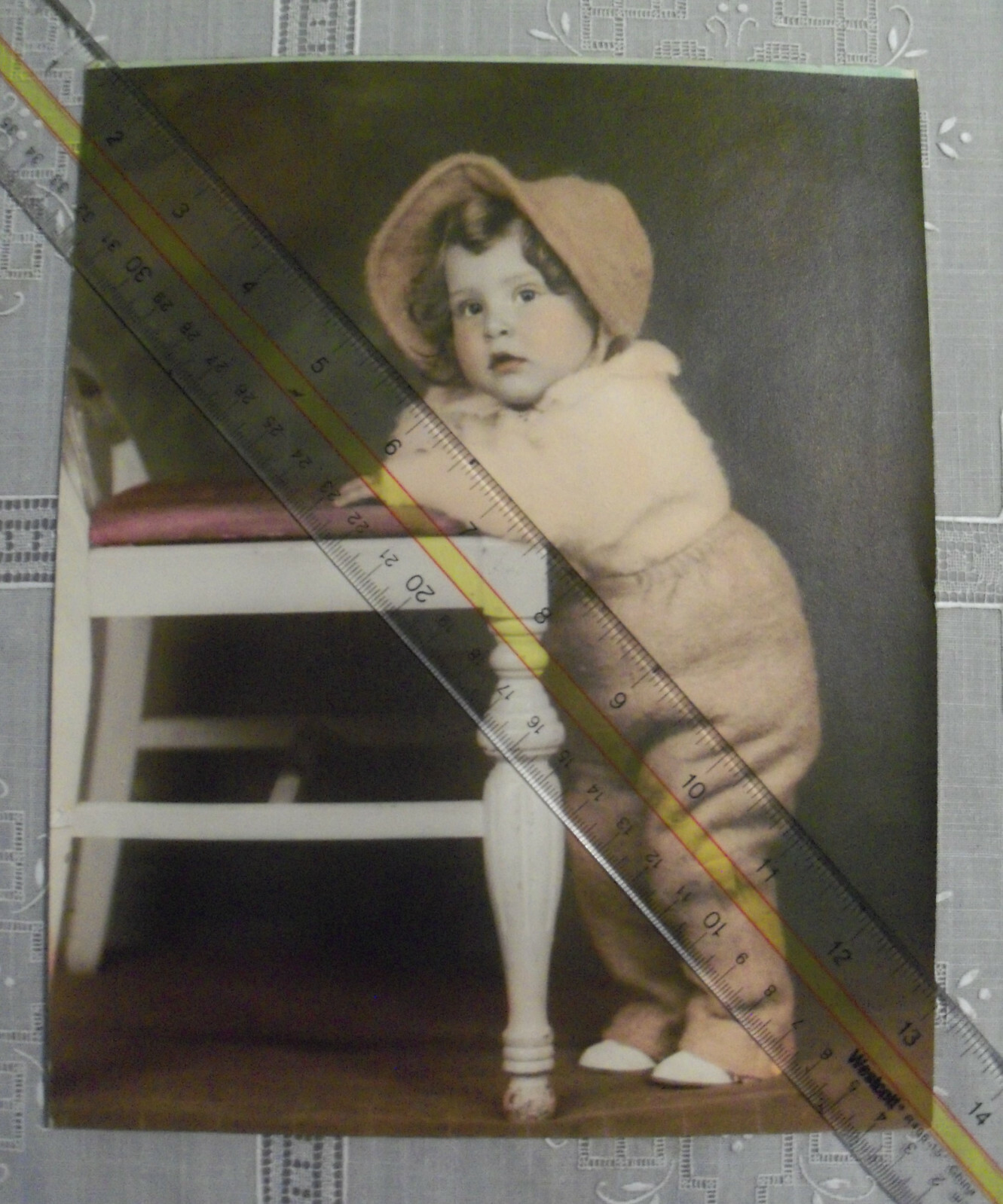 Vintage Studio Photo ADORABLE LITTLE GIRL DRESSED IN WOOLENS Harpers New Orleans
