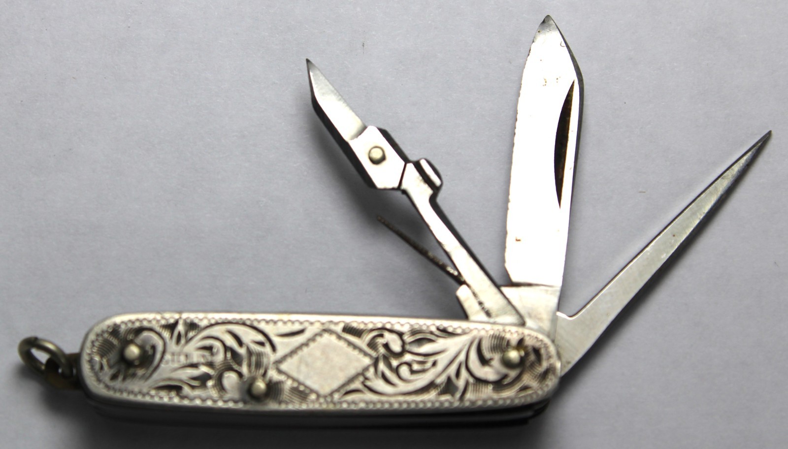 Unbranded Sterling Silver 3-Blade Folding Pocket Watch Chain Fob Knife - Vintage Unbranded Sterling Silver 3-Blade Folding Pocket Watch Chain Fob Knife - Vintage