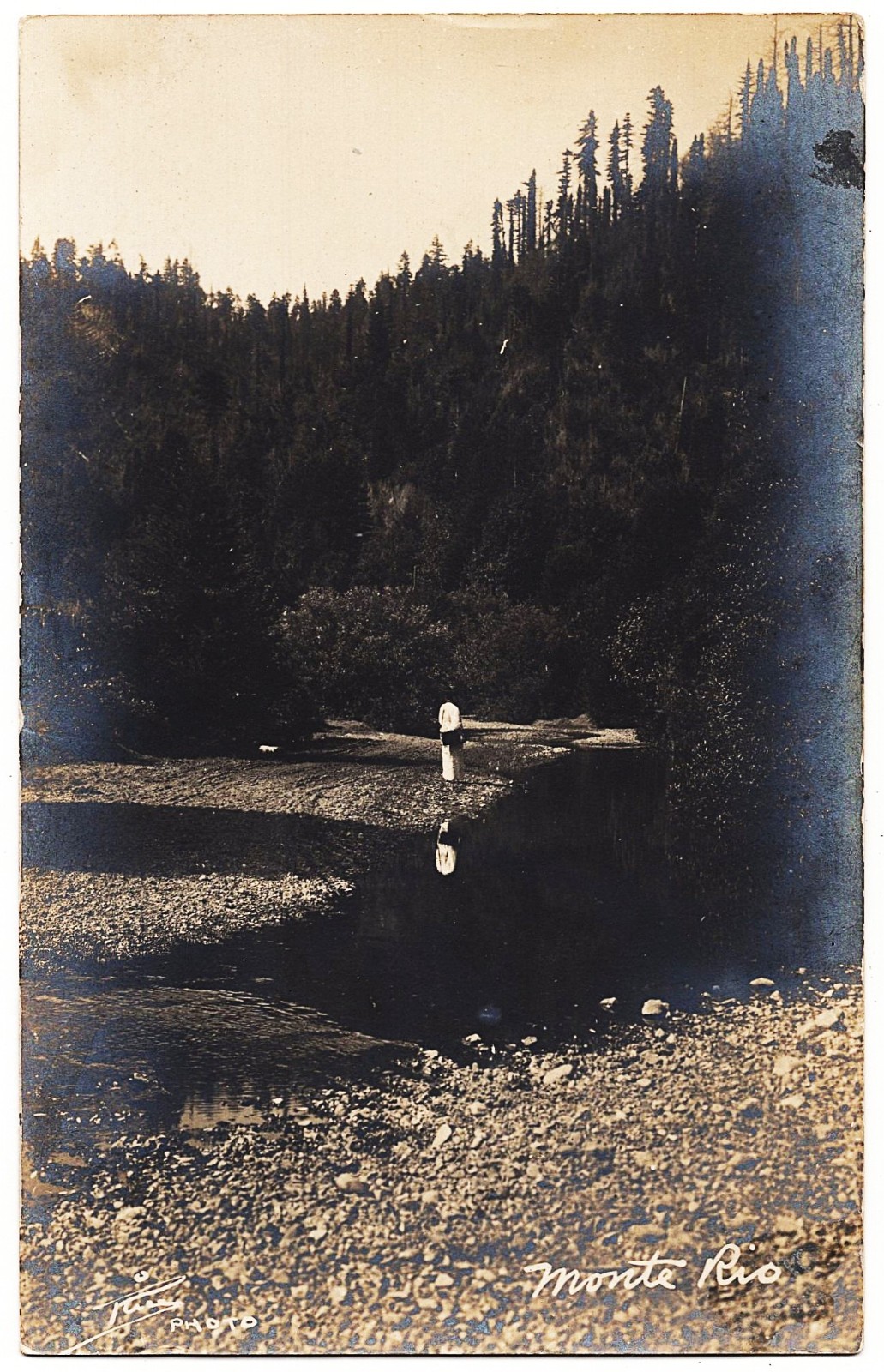 real photo Monte Rio CA - Women Standing At Water Edge antique postcard RPPC