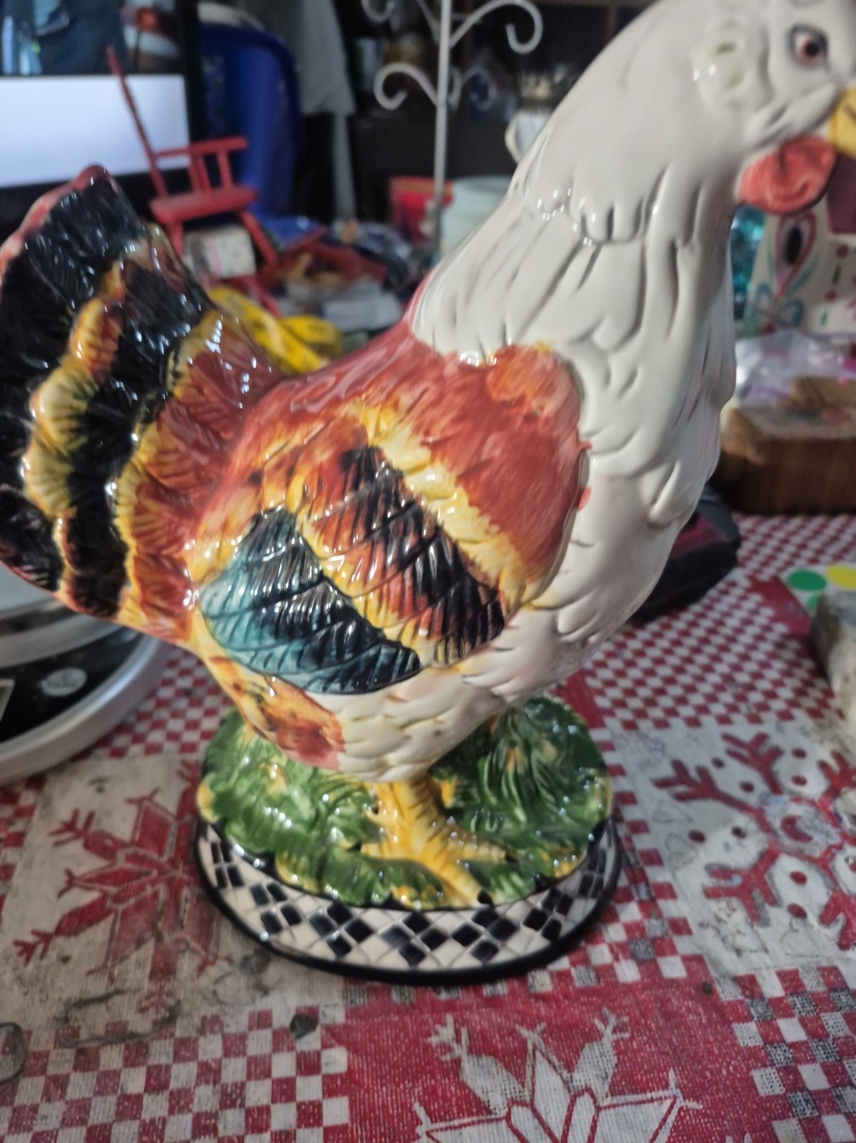 Vintage hand painted ceramic or porcelain rooster or Chicken Vintage hand painted ceramic or porcelain rooster or Chicken
