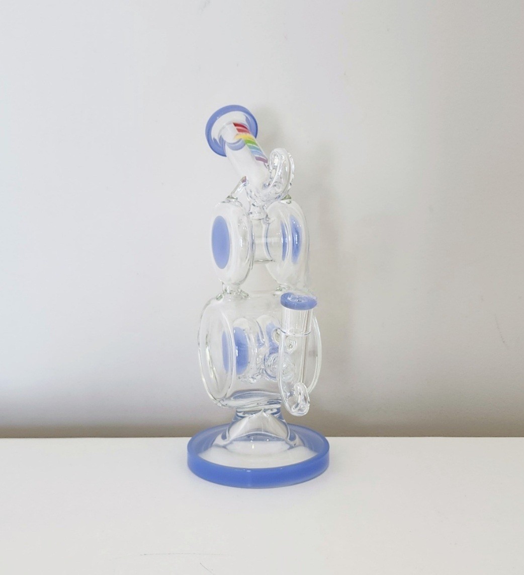12 Inch Double Barrels Recycler Glass 14mm Hookah 12 Inch Double Barrels Recycler Glass 14mm Hookah