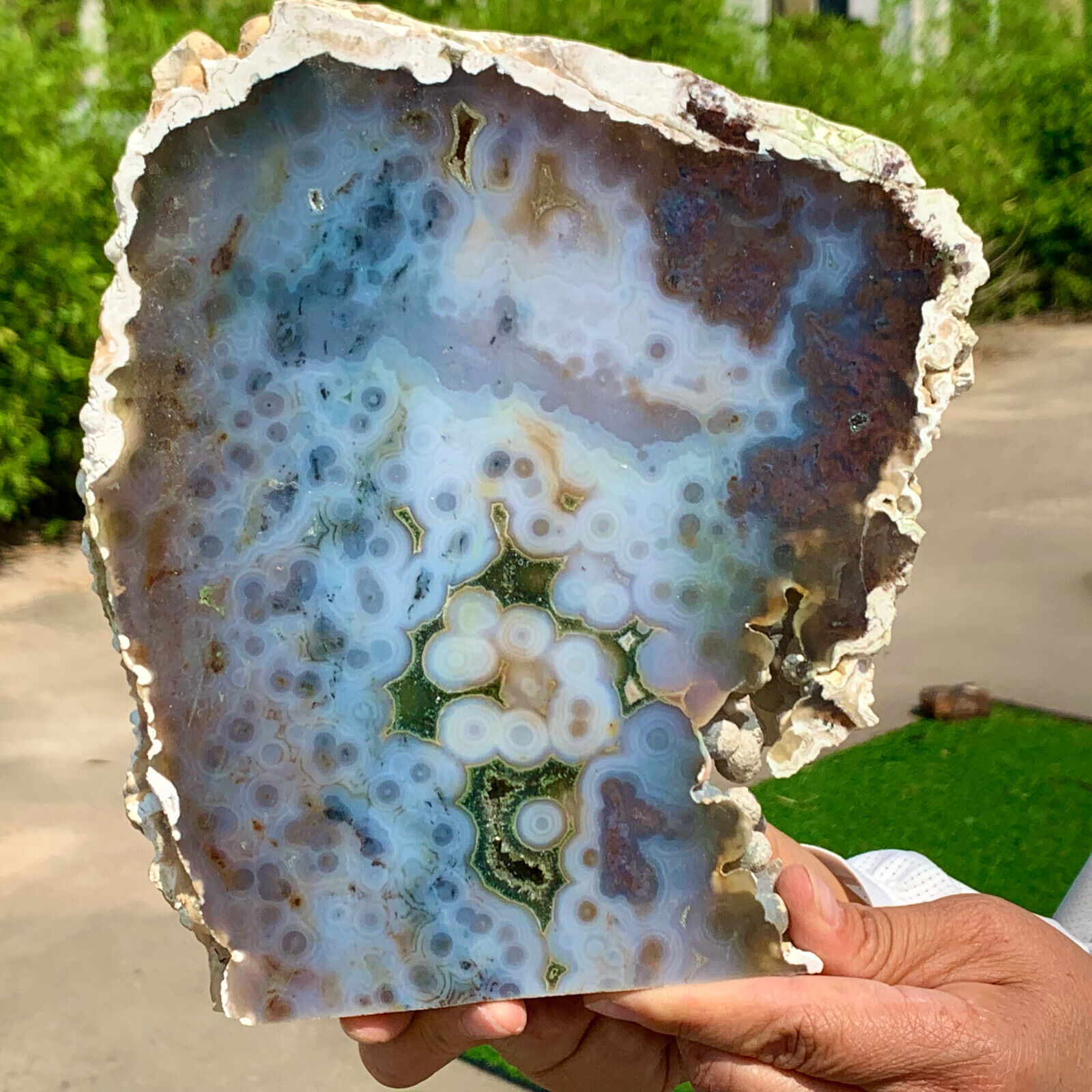 3.35LB  Natural Ocean Jasper Crystal SliceLarge Specimen Healing- Museum Grade