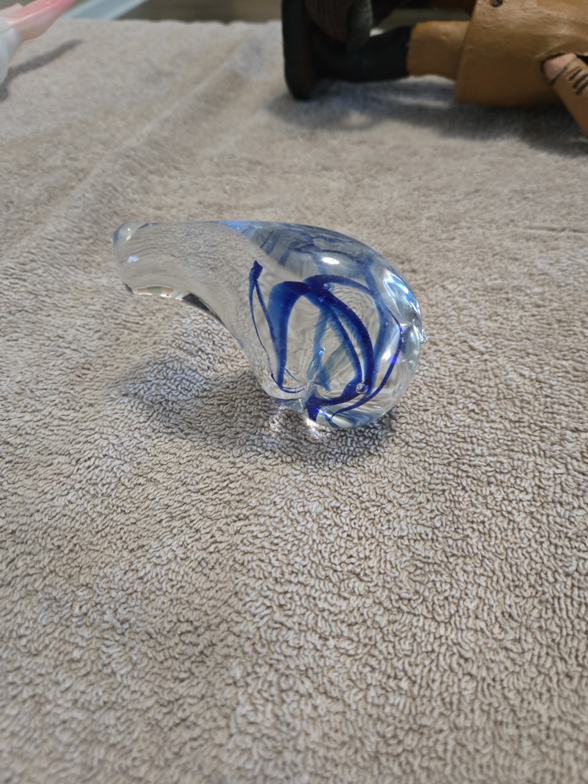 Vintage Crystal Art Glass Clear and Blue Polar Bear Paperweight Vintage Crystal Art Glass Clear and Blue Polar Bear Paperweight