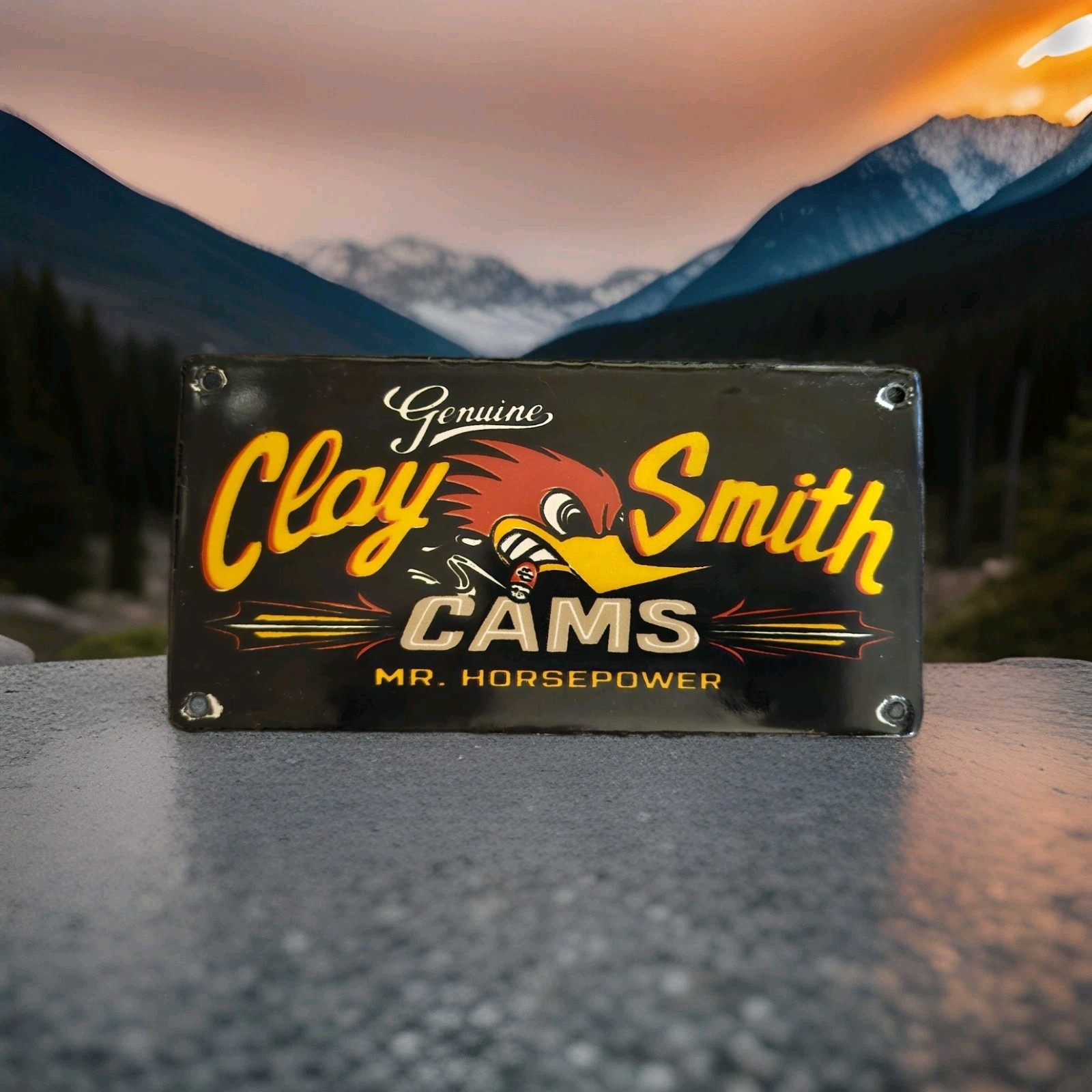 VINTAGE CLAY SMITH CAMS PORCELAIN SIGN LONG BEACH CALIFORNIA SUMMIT RACING USA VINTAGE CLAY SMITH CAMS PORCELAIN SIGN LONG BEACH CALIFORNIA SUMMIT RACING USA
