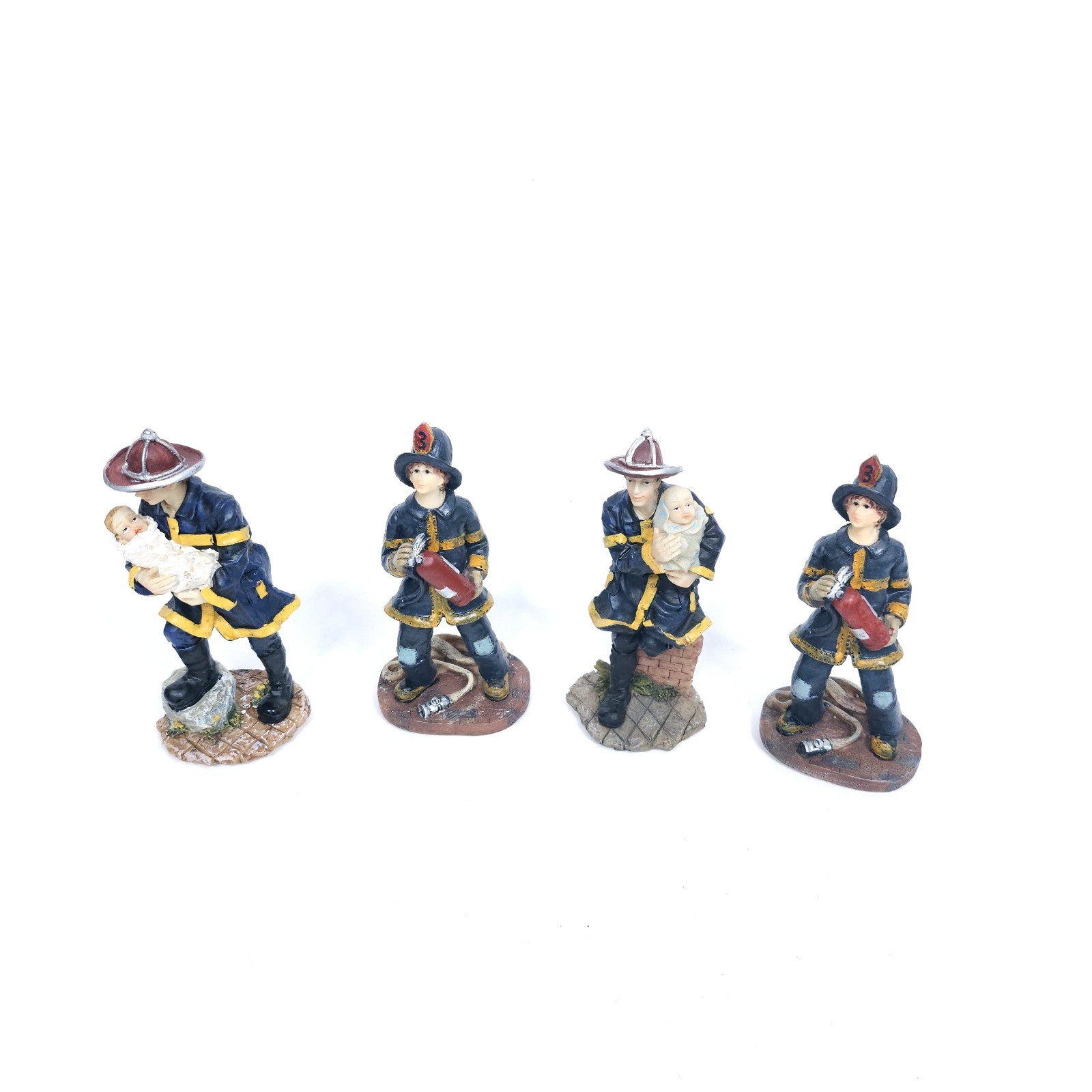 K's Collection Firefighter Fireman Figurines Heroes Helping People Lot Of 4