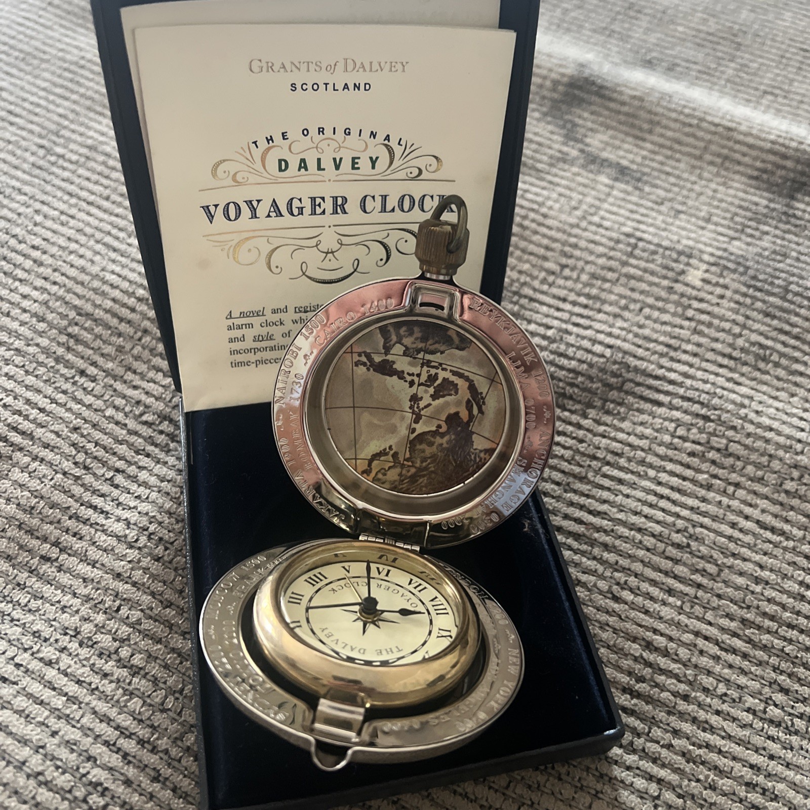 Grants of Dalvey Voyager Clock In Original Case With Documents - Untested