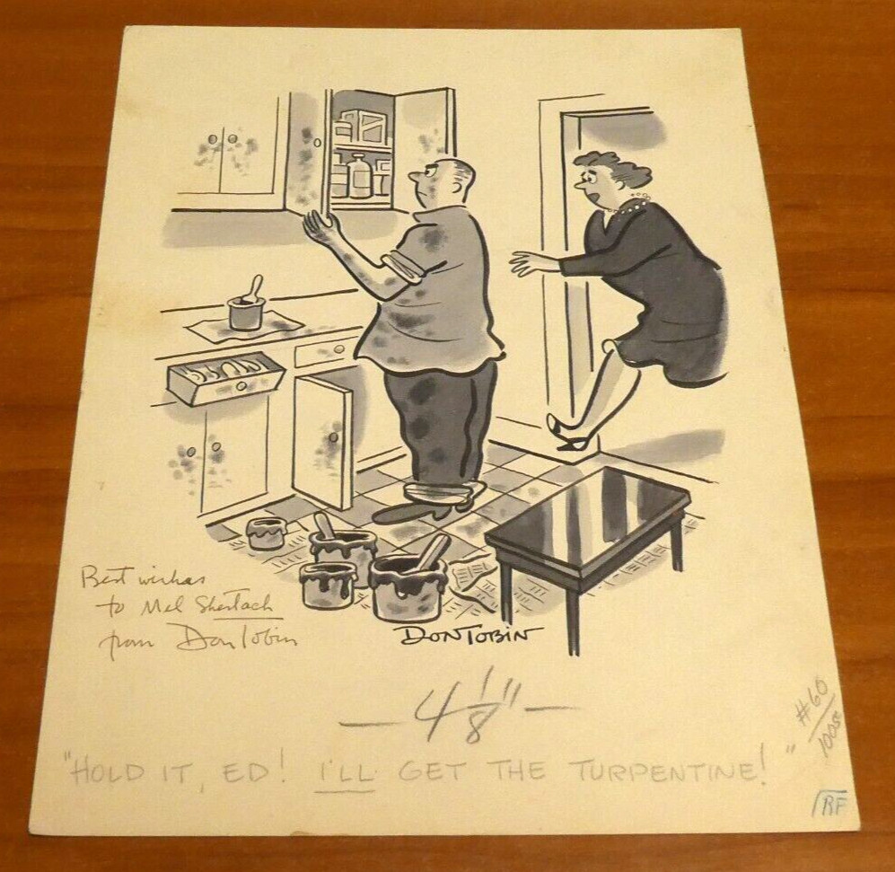 Don Tobin Original Hand Drawn Signed Cartoon 8.25x11 Published Art Don Tobin Original Hand Drawn Signed Cartoon 8.25x11 Published Art