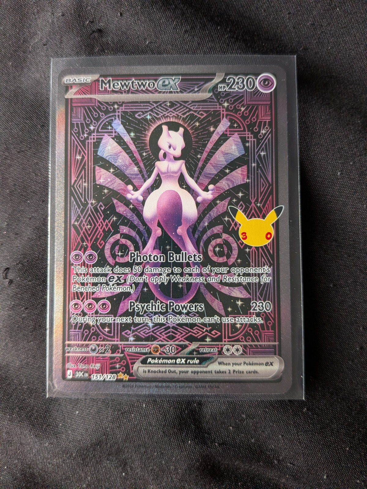 30th Celebration Mewtwo EX Special Illustration Rare NM 151/128 Pack fresh