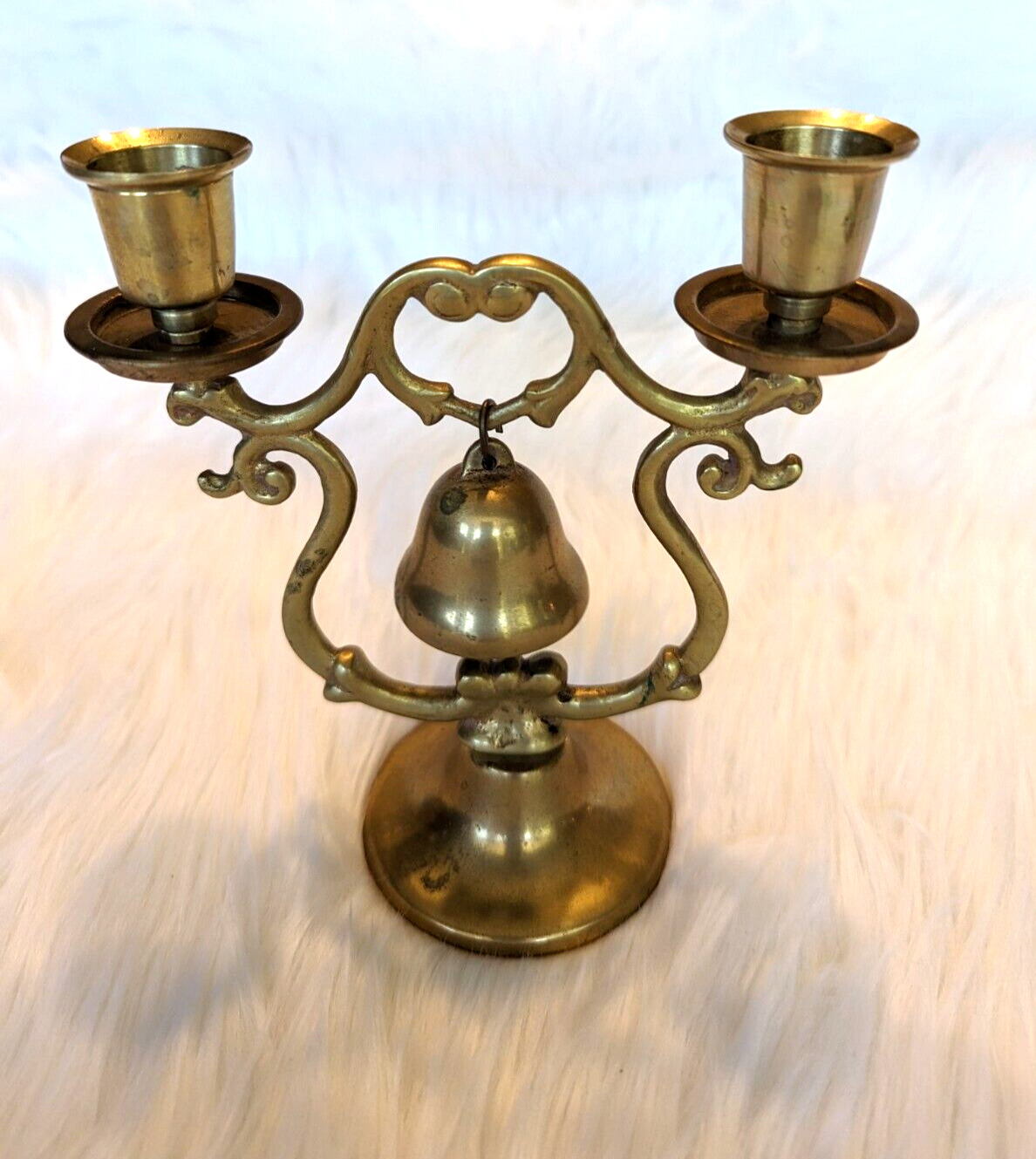 Rare Vintage Tavern Bell Double Candle Holder