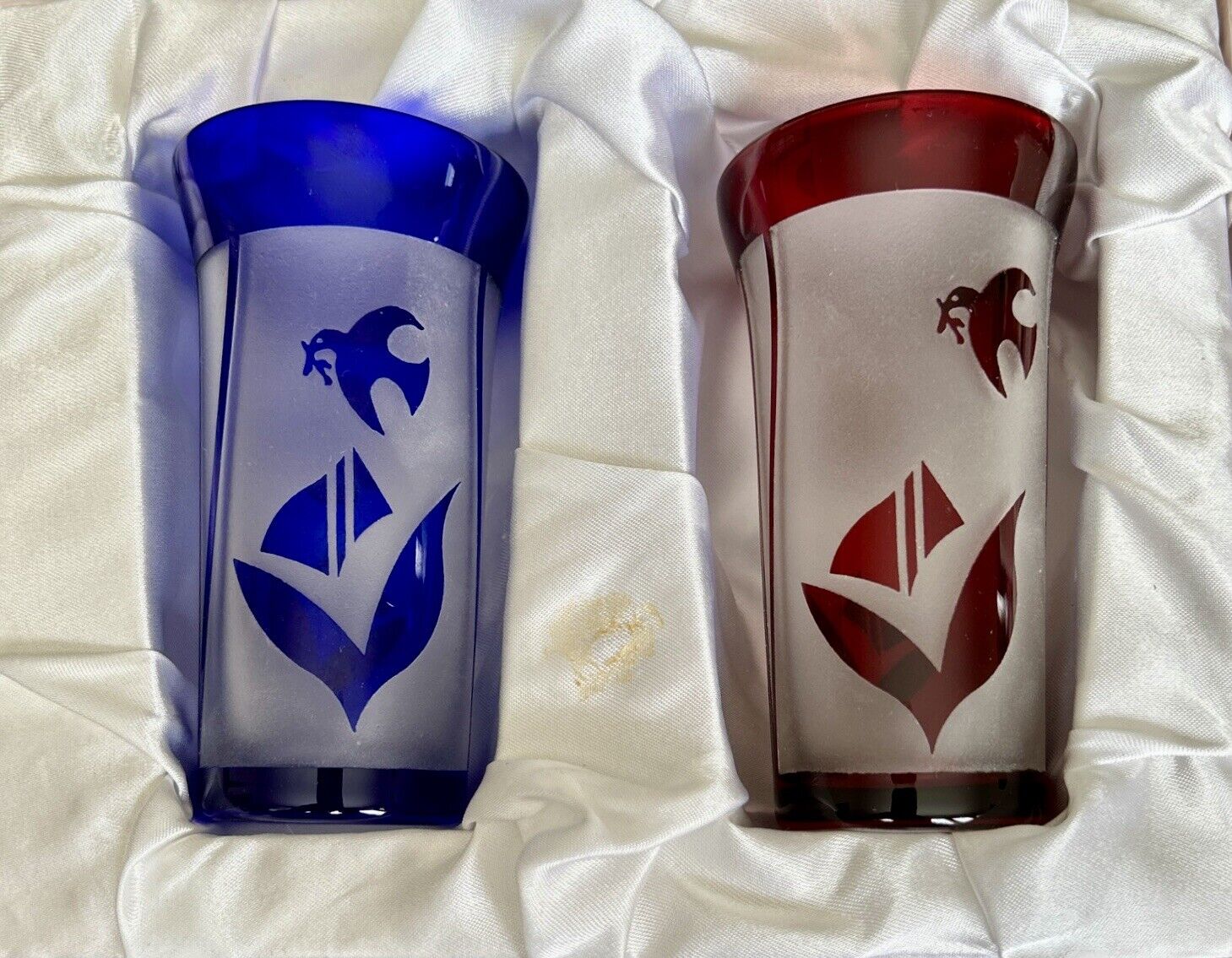 Edo Kiriko (?) Glass Sake Cup/Glass Set of 2 RARE