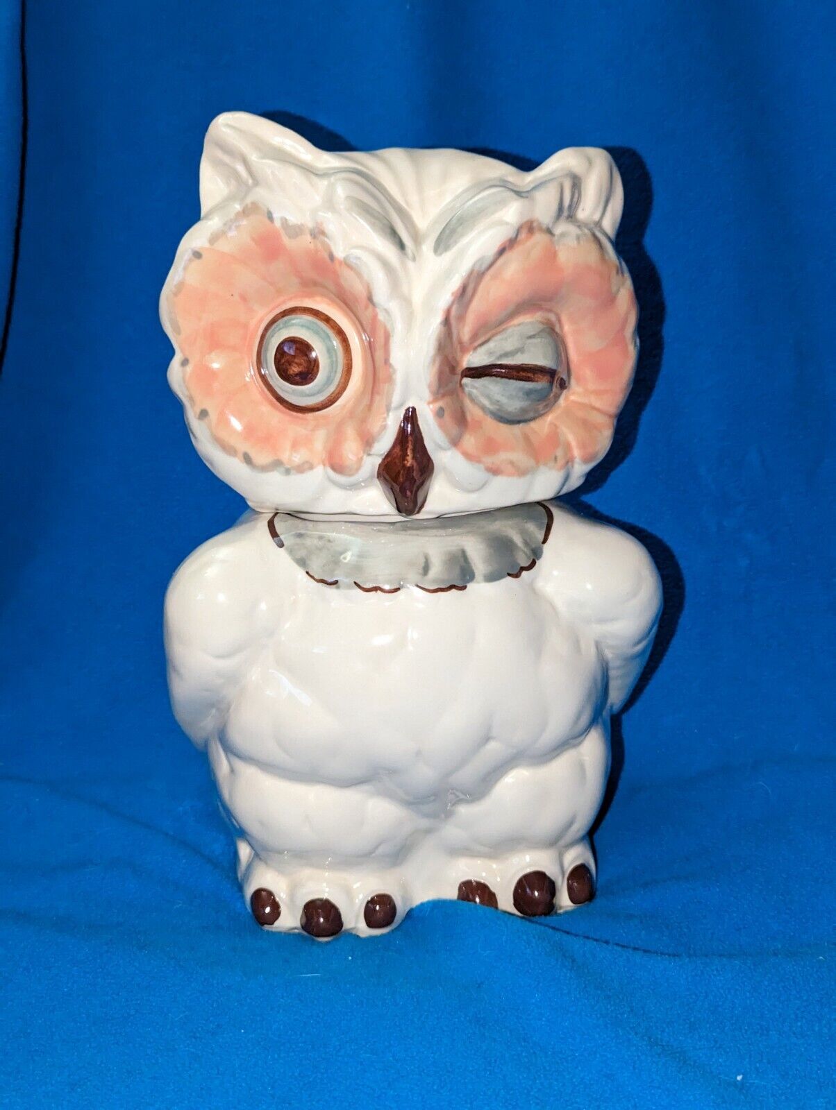 Shawnee Pottery Winking Owl Cookie Jar Marked USA 1940s 