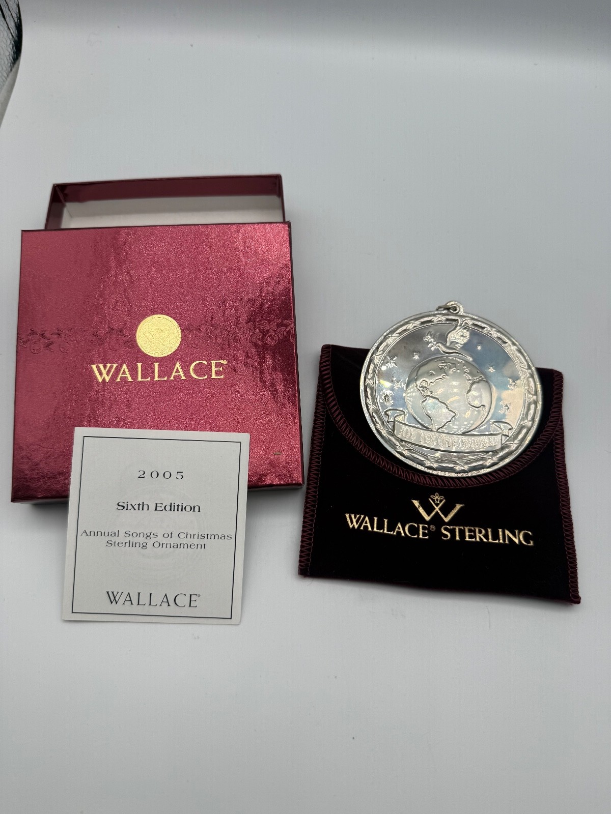 2005 Wallace Songs of Christmas Sterling Silver Ornament 6th Ed Joy to the World 2005 Wallace Songs of Christmas Sterling Silver Ornament 6th Ed Joy to the World