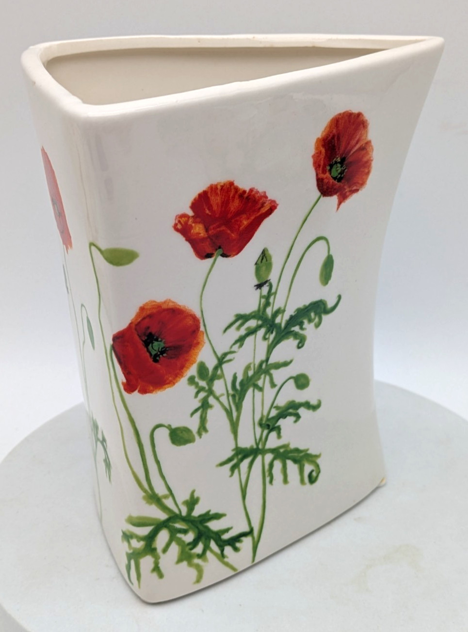 Triangular Bone China Poppy Flower Vase
