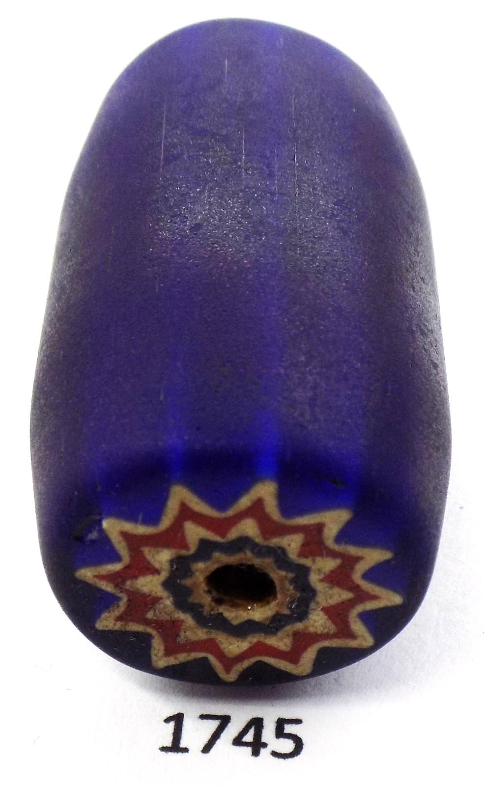 Large Blue 6 Layer Venetian Style Chevron African Trade Bead  1745  Bg 38