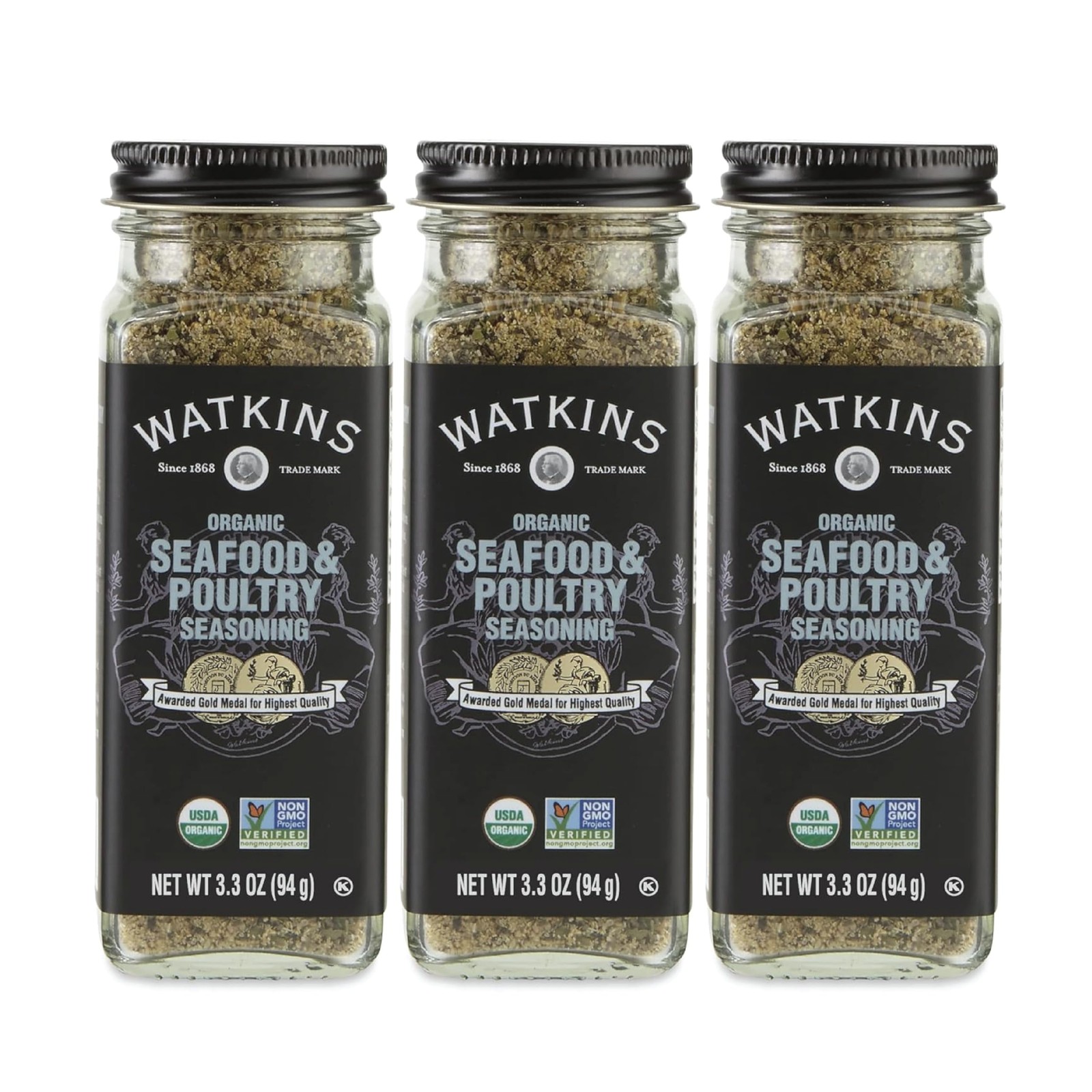 Watkins Gourmet Organic Seasoning Seafood Poultry Spice Jar Pack of 3 3.3oz