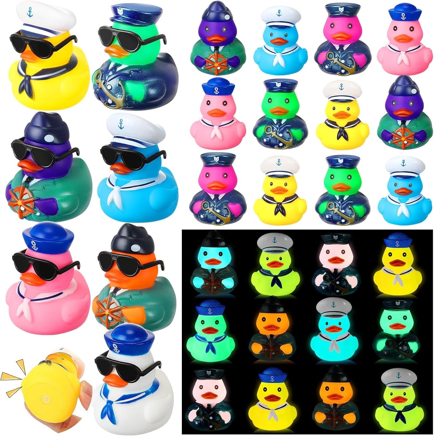 48 Pcs Cruise Ducks Sailor Glow In The Dark Rubber Ducks