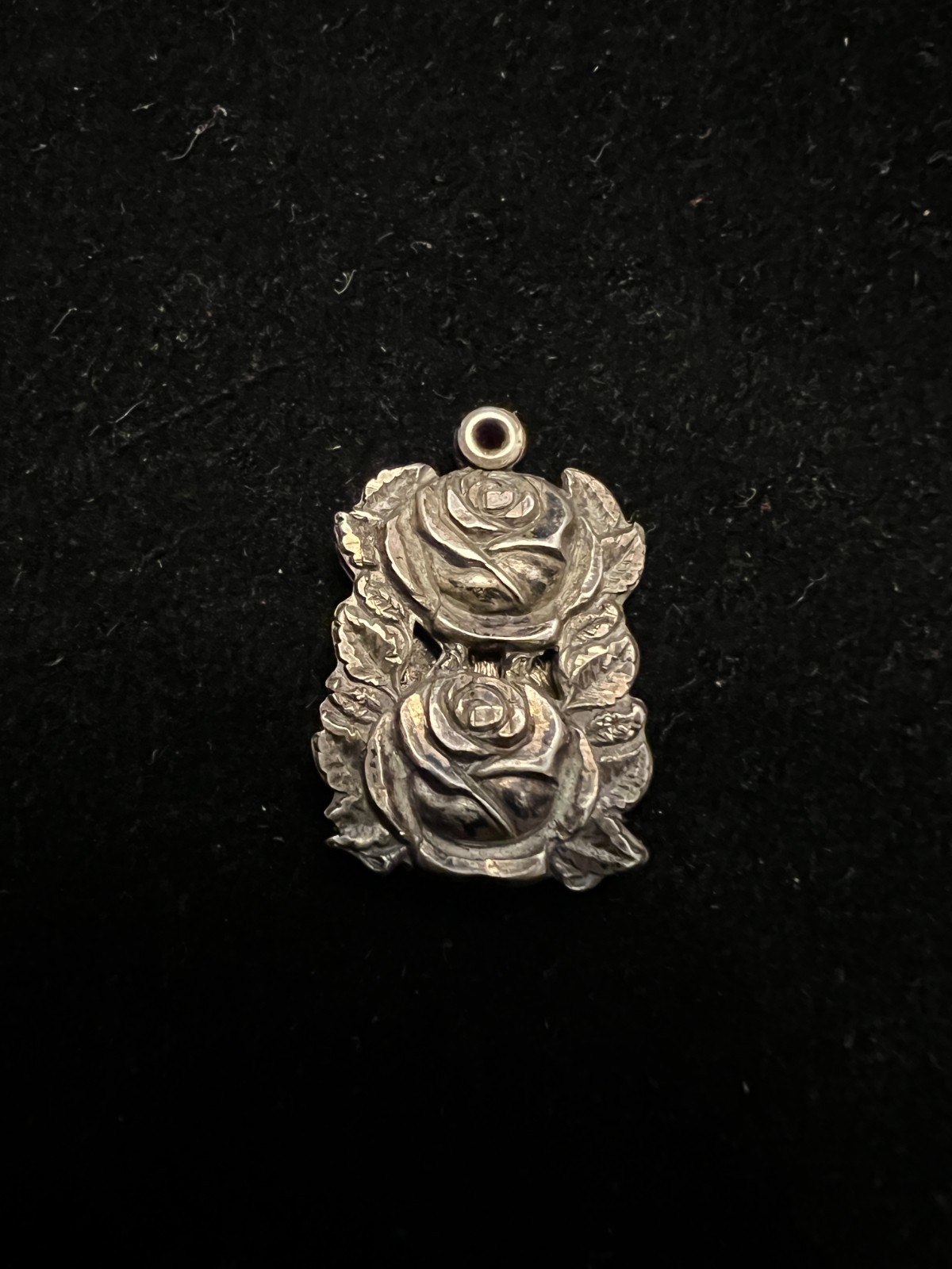Vintage 1830 Sterling Silver 925 O Mary Slide Locket Pendant Roses