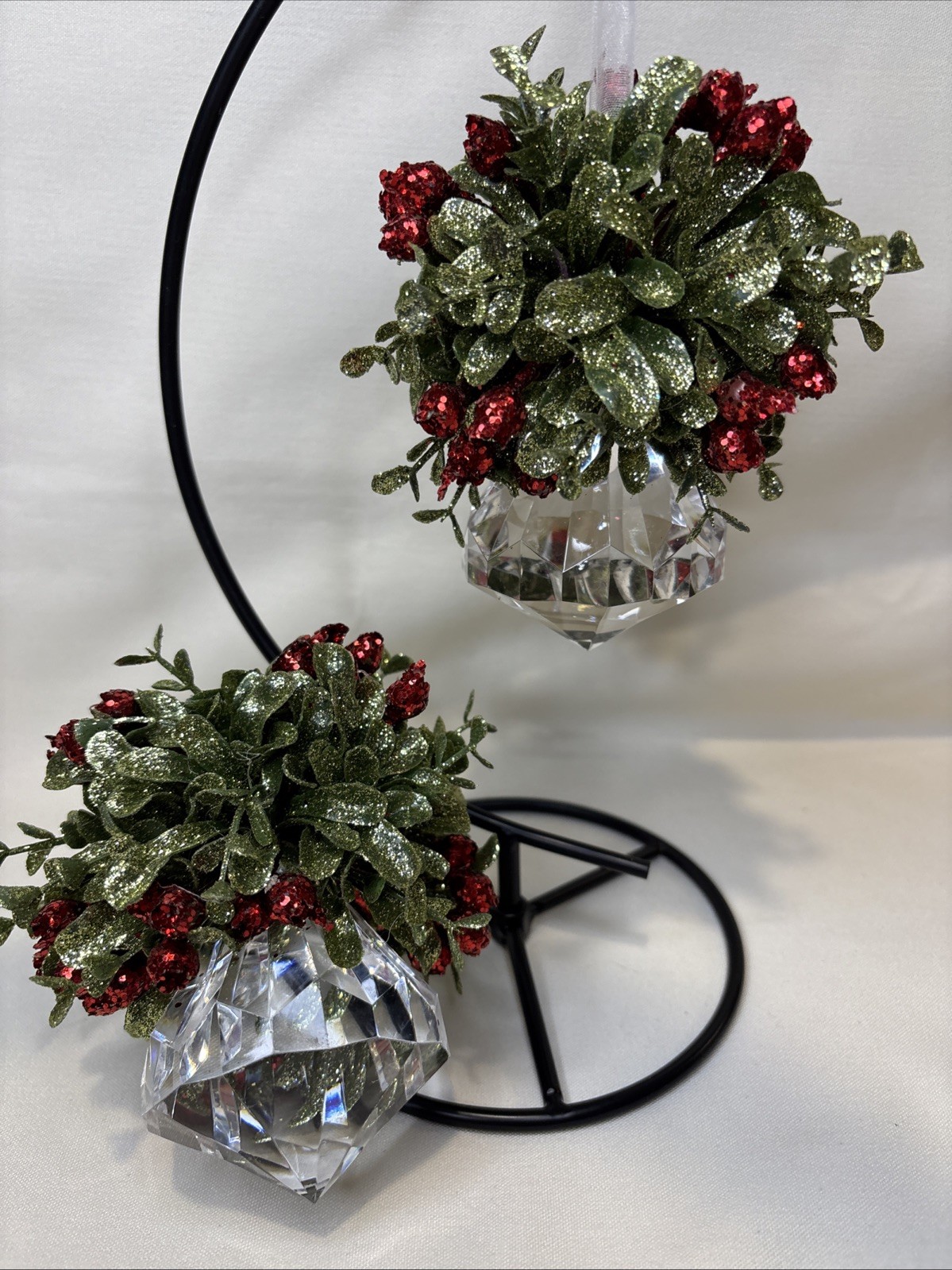 Set 2 Ganz Original Kissing Krystal Teenies Christmas Mistletoe Hanging Ornament