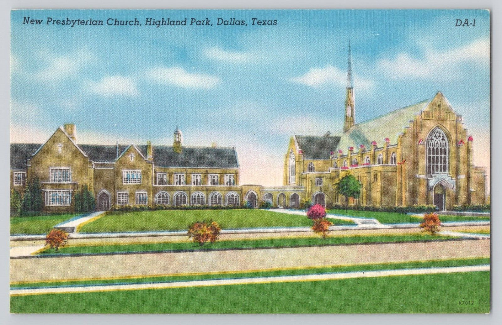 Postcard New Presbyterian Church, Highland Park, Dallas, Texas