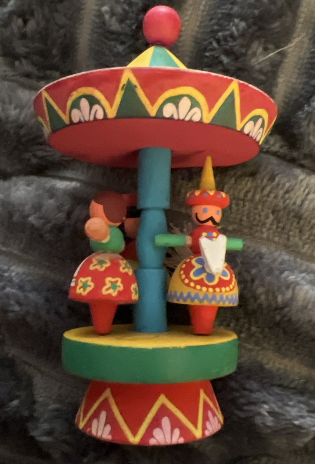 Vintage Wooden Carousel Miratynski Poland Merry Go Round Wood Figurine/Ornament