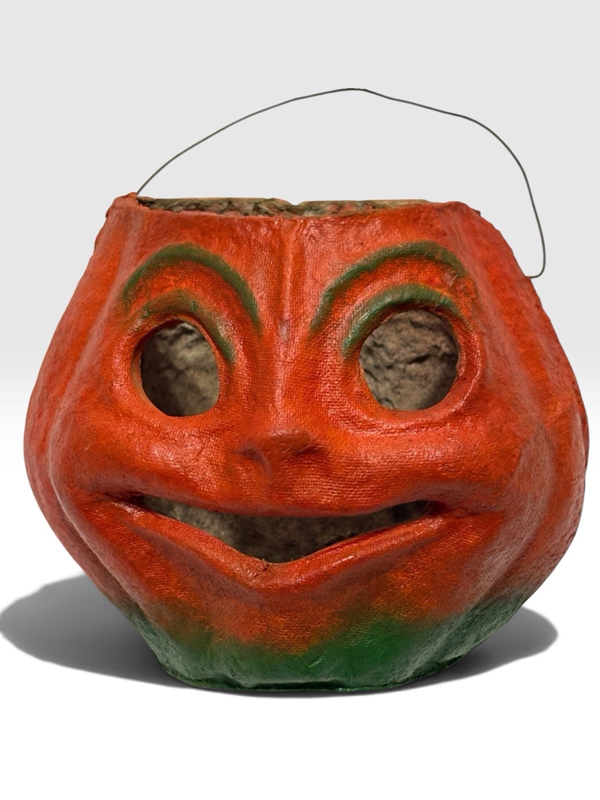 VTG 40s Halloween Paper Mache Pumpkin Candy Bucket Jack O Lantern Trick Or Treat VTG 40s Halloween Paper Mache Pumpkin Candy Bucket Jack O Lantern Trick Or Treat