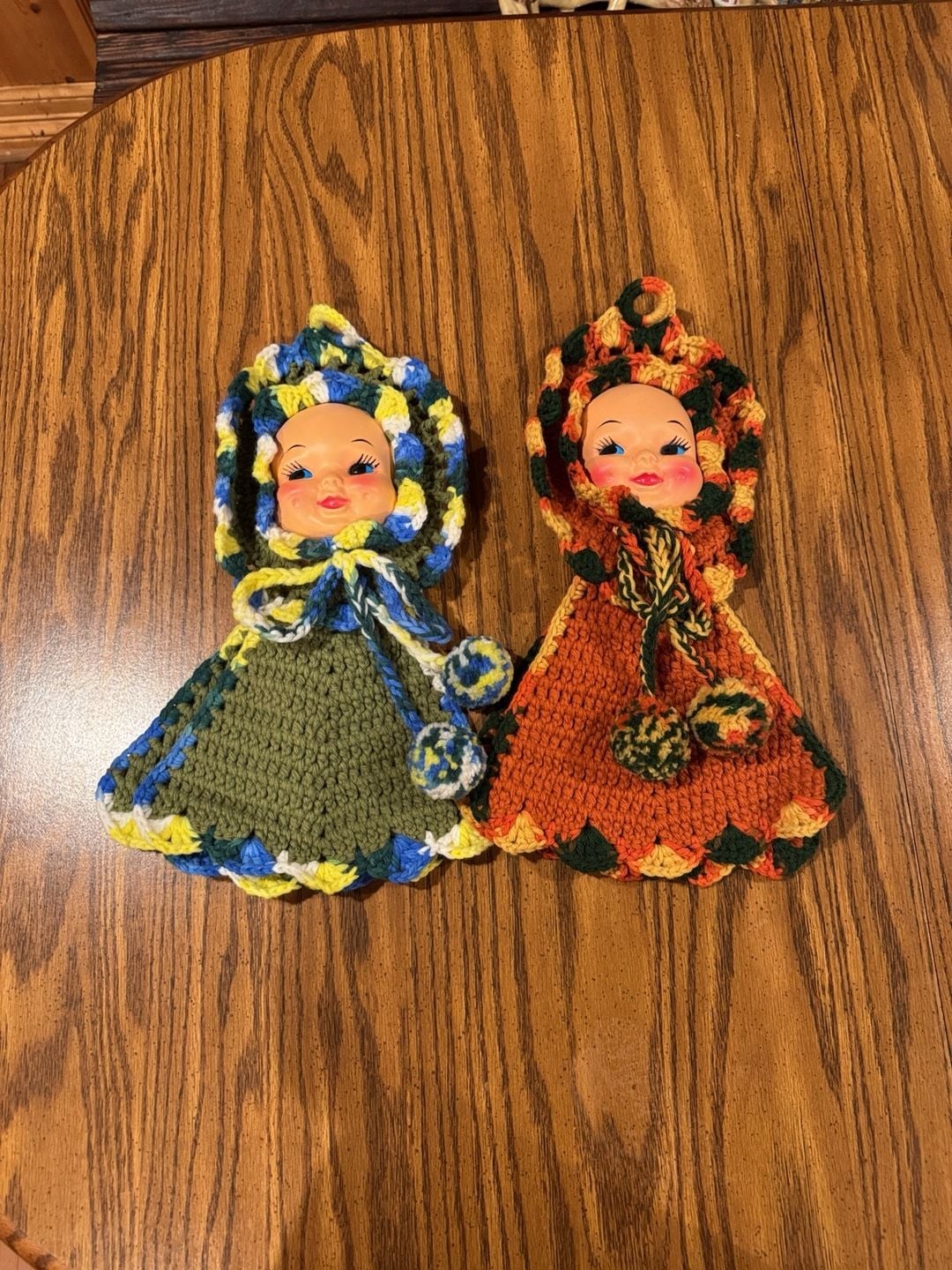 Vintage Hand Crochet Doll Face Pot Holders Set of 2 Vintage Hand Crochet Doll Face Pot Holders Set of 2