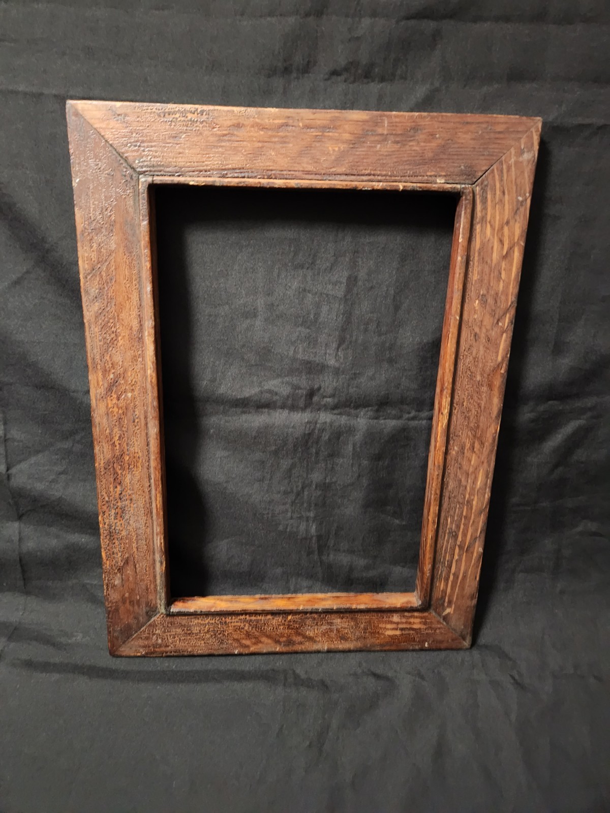 Vtg. Primitive Handmade Wood Picture Frame Folk Art Deep Walnut Finish Tramp Art Vtg. Primitive Handmade Wood Picture Frame Folk Art Deep Walnut Finish Tramp Art
