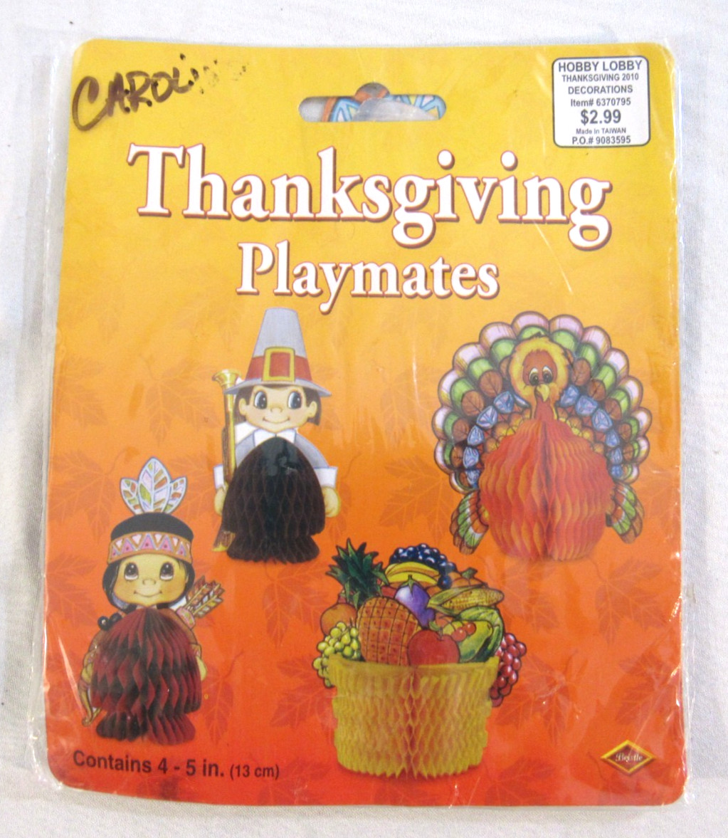 Vtg 1986 Beistle Co. Thanksgiving Playmates 4 Honeycomb Die Cut (5