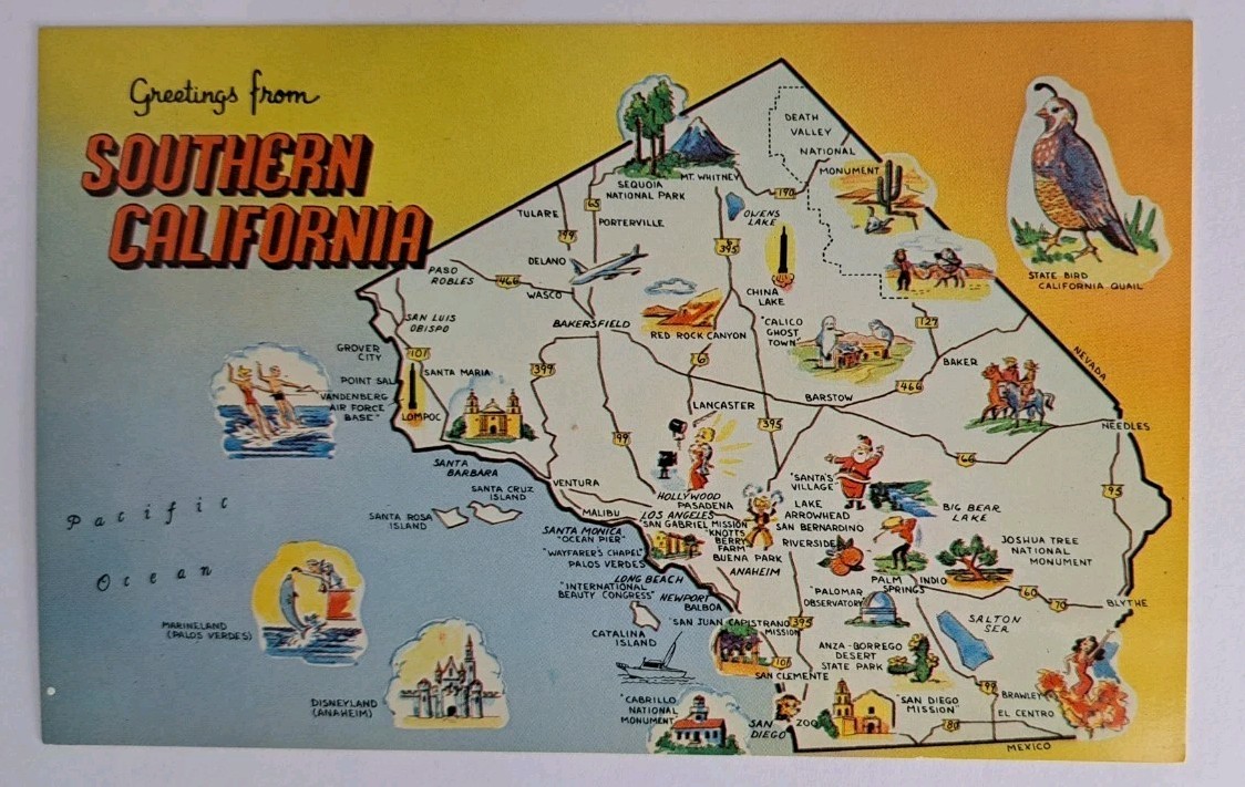 POSTCARD-GREETINGS FROM SOUTHERN CALIFORNIA 