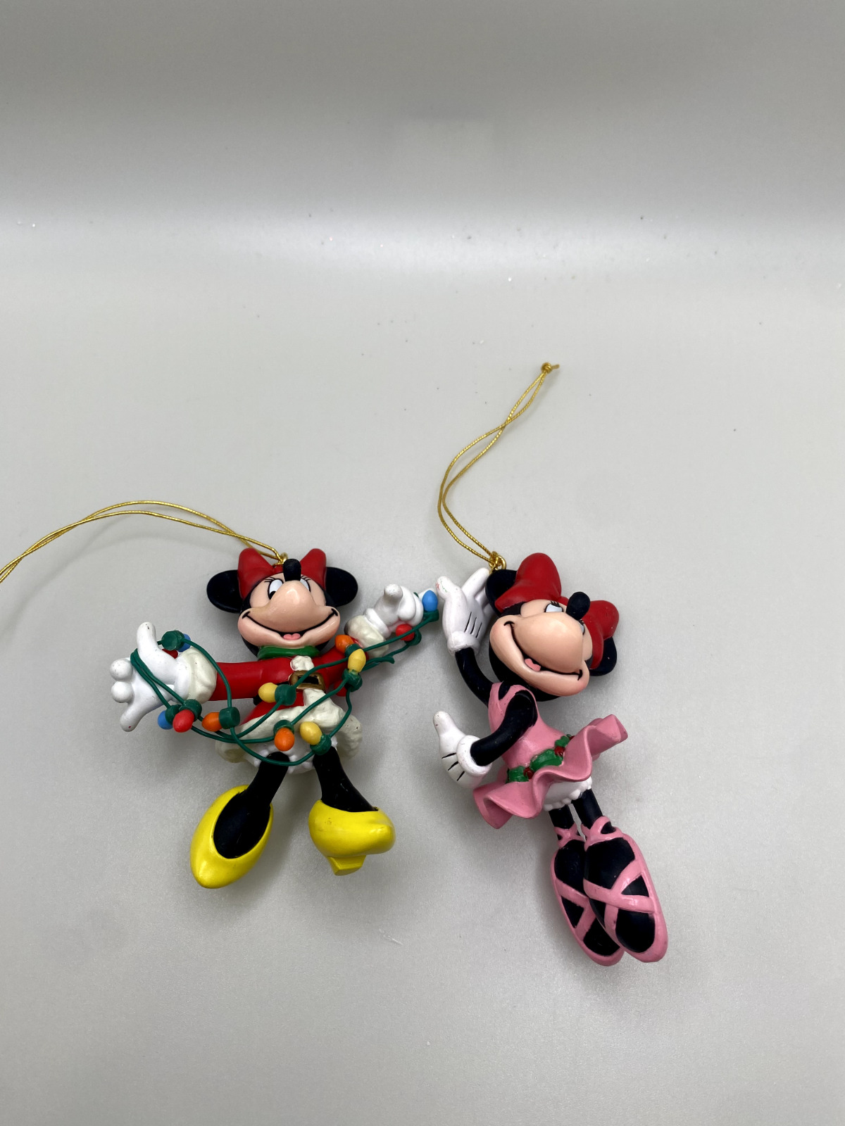 Lot of 2 Enesco Disney Minnie Mouse Ornaments Ballerina, Light Strand