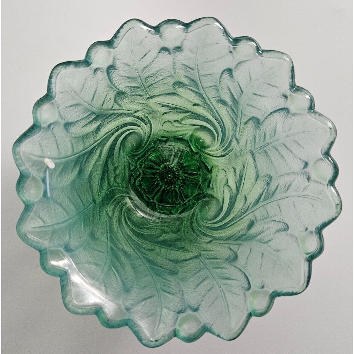 Vintage Green Indiana Glass Wild Rose 4.5\