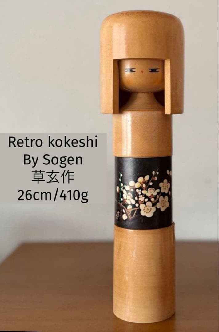 Sogen Floral Panel Wooden Kokeshi Doll 26cm 410g Collectible 15+