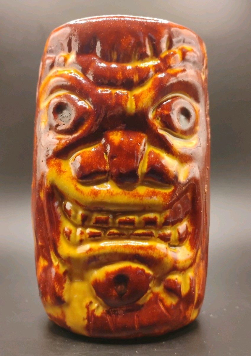 Vtg 1960s Polynesian Pottery/ Trader Vic's, Hawaii/ Crude-Art Tiki Liki Grog MCM