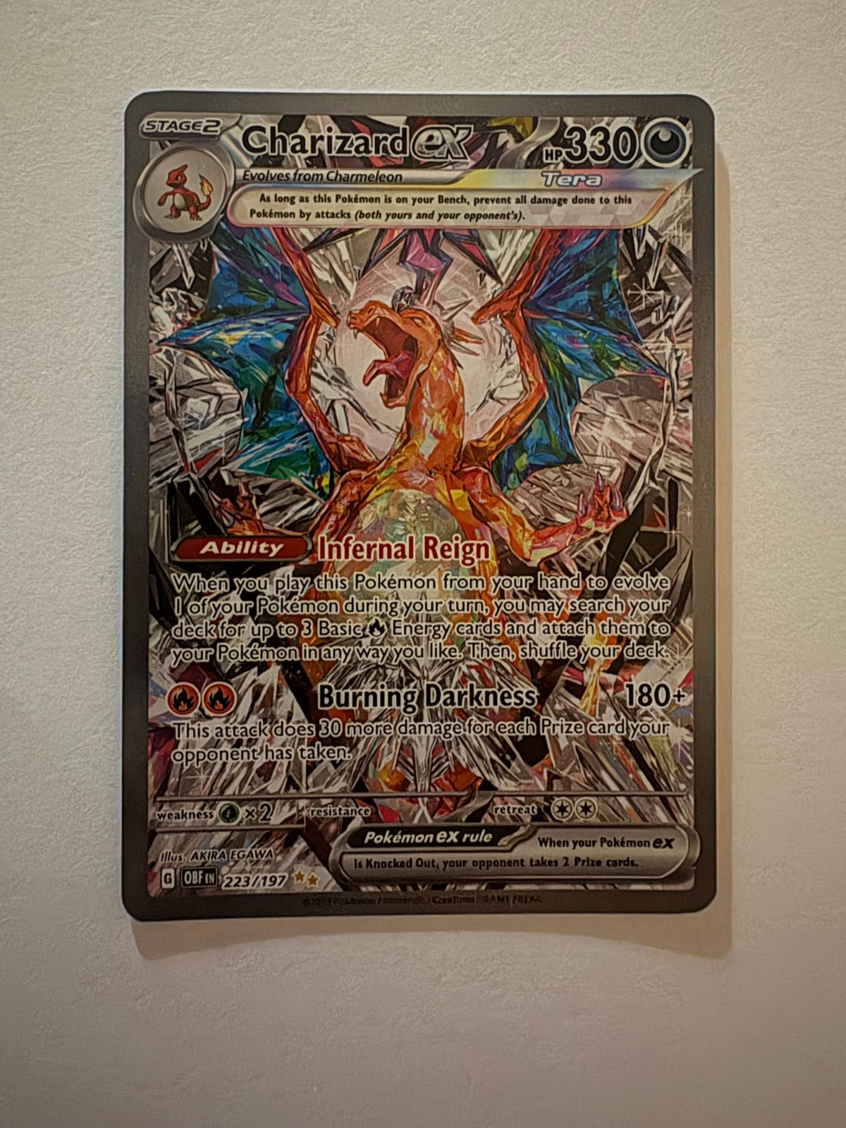 Pokémon TCG Charizard EX Card 223/197 Obsidian Flames Special Illustration Rare