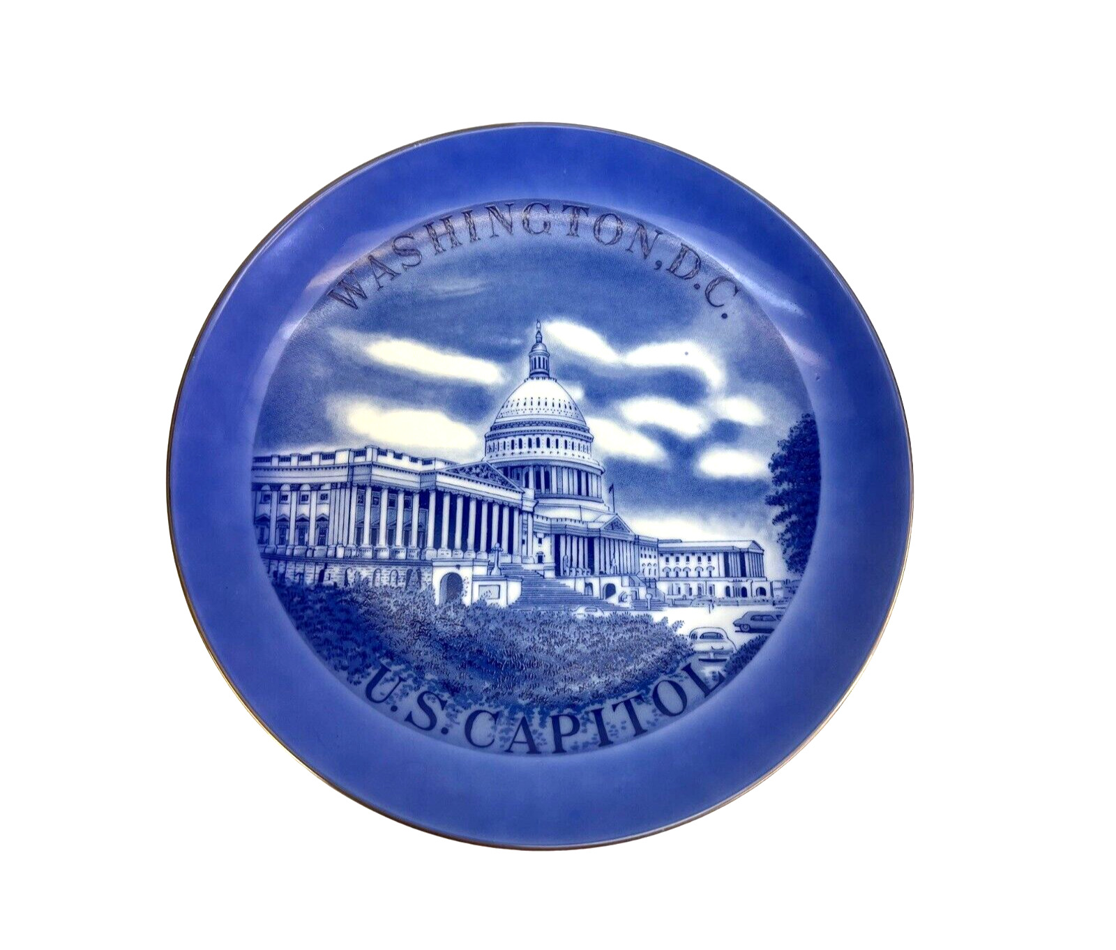 Washington DC US Capitol Blue White Souvenir Plate Capsco Product Japan