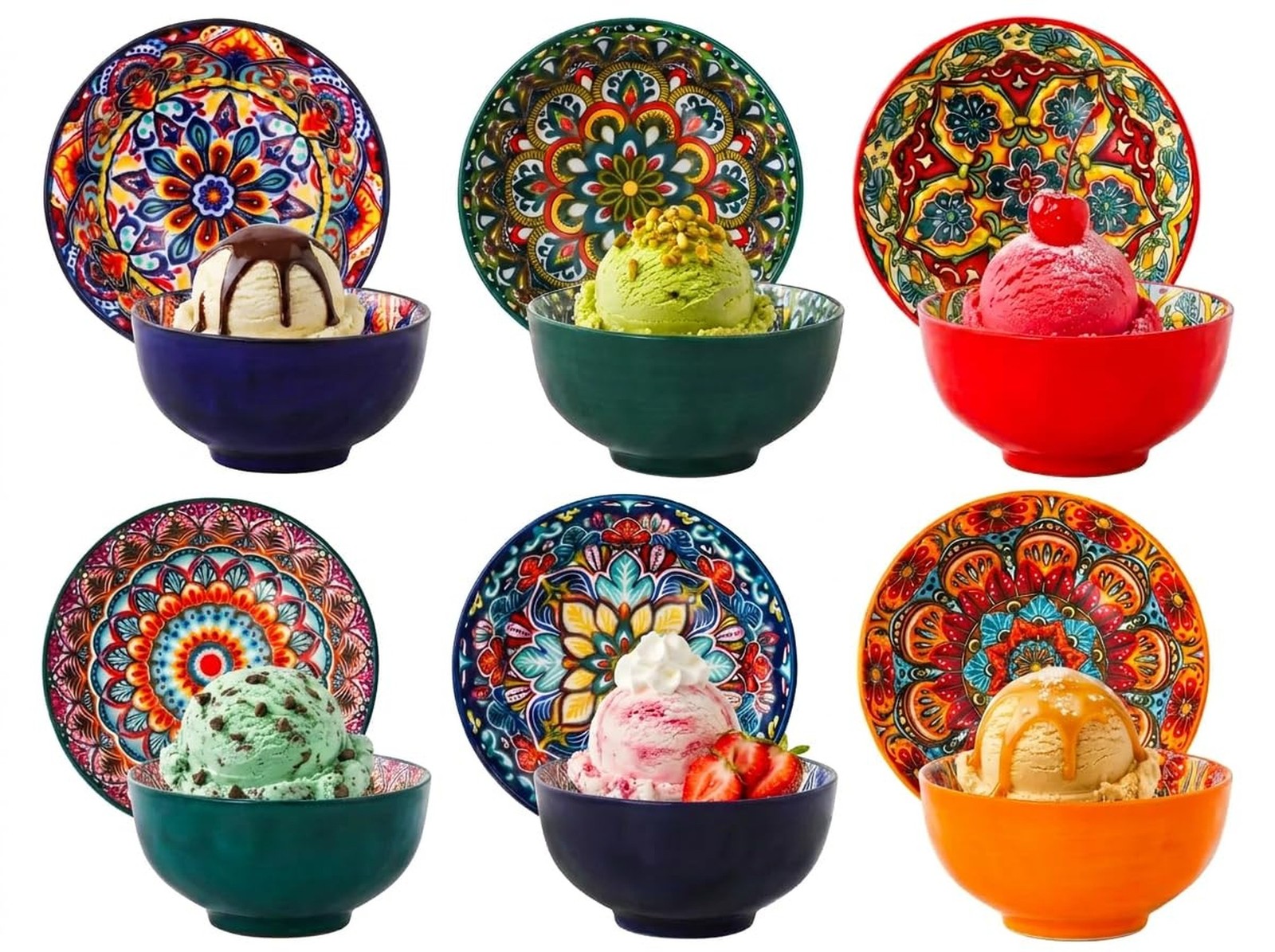 Ceramic Ice Cream Bowls Set of 6-10oz Small Dessert Bowls Ceramic Ice Cream Bowls Set of 6-10oz Small Dessert Bowls
