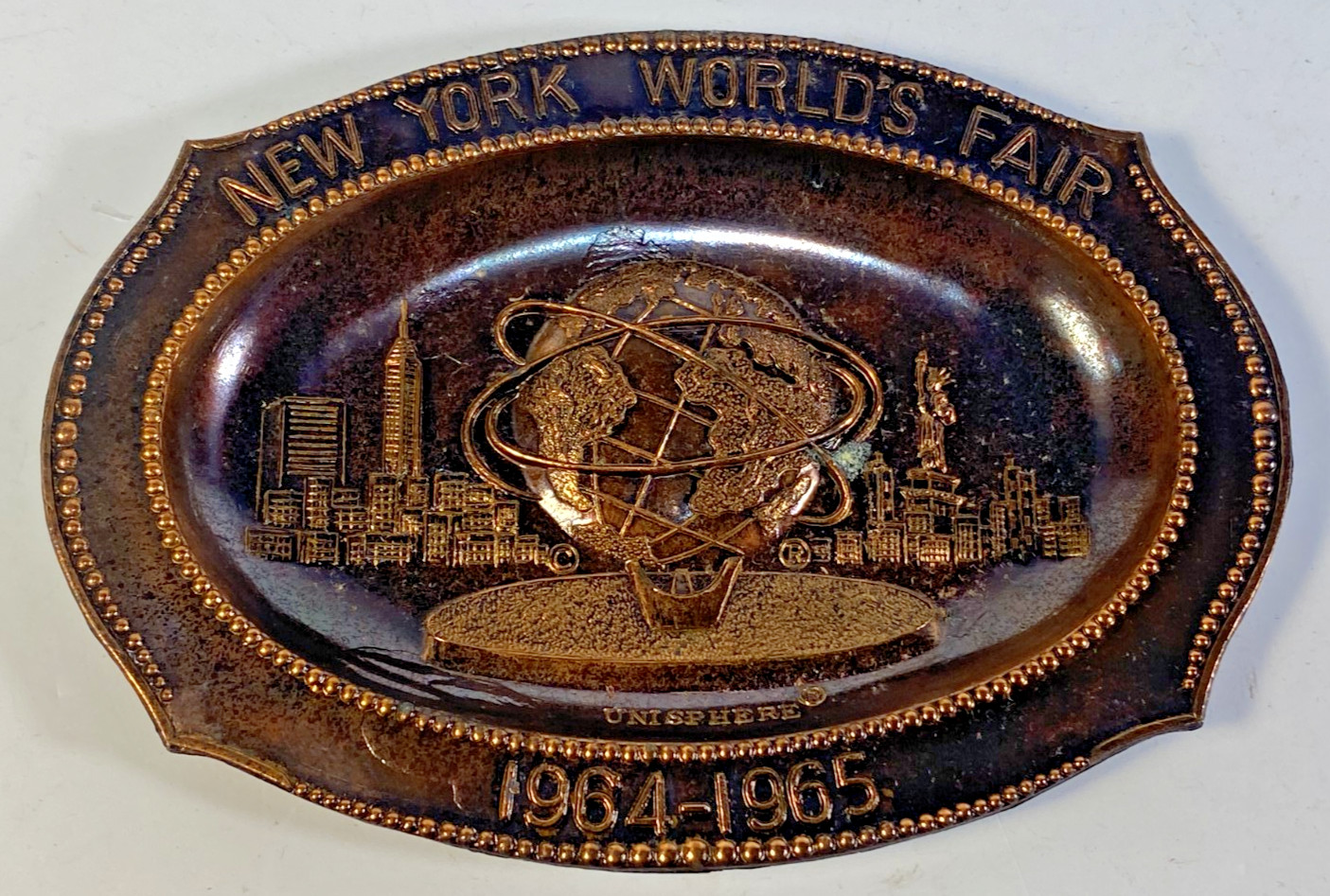 Vintage 1964 -1965 New York World's Fair Unisphere Tray Souvenir by US Steel Vintage 1964 -1965 New York World's Fair Unisphere Tray Souvenir by US Steel