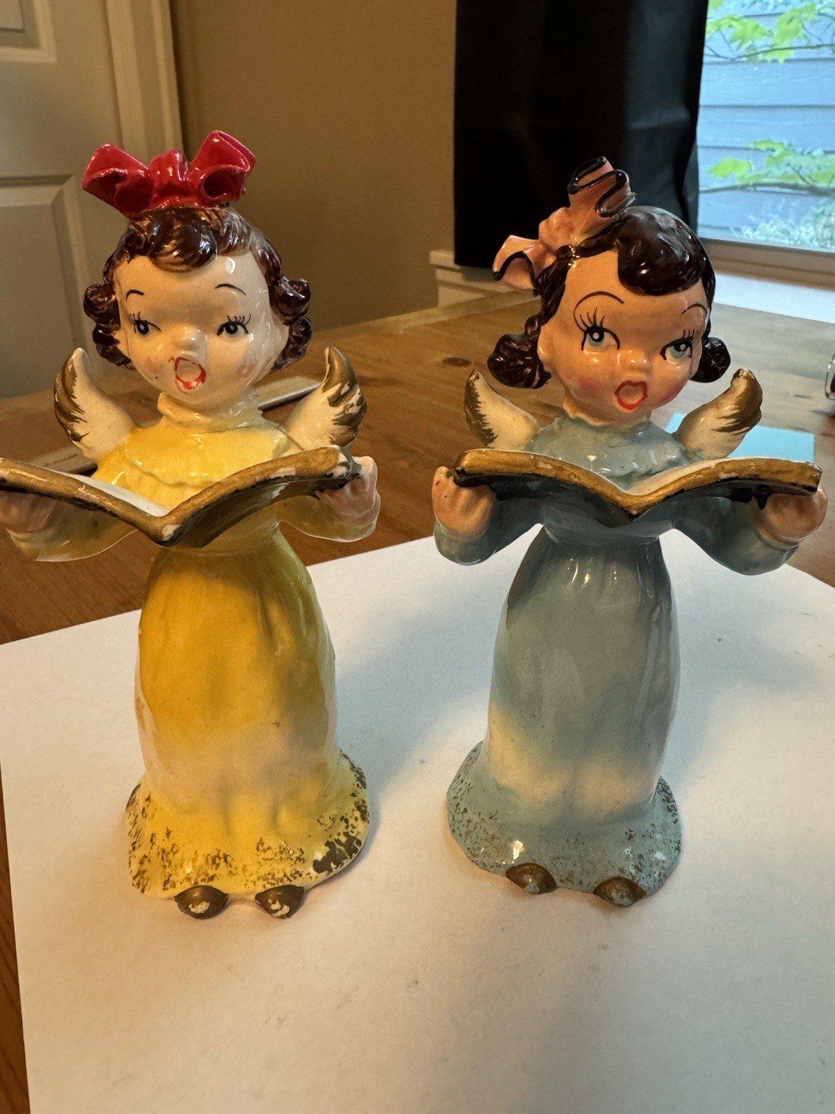 Vintage Wales Ceramic Christmas Angel Choir Girls-pair, Carolers