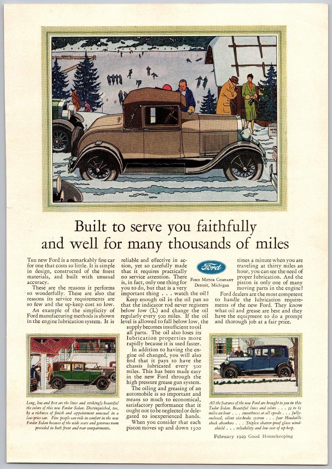 Vintage 1929, Ford, Fordor Sedan, Auto, Automobile, Car, 20's Print Ad