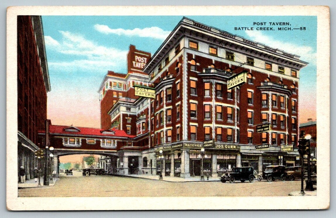 Battle Creek  Michigan  Post Tavern  Postcard