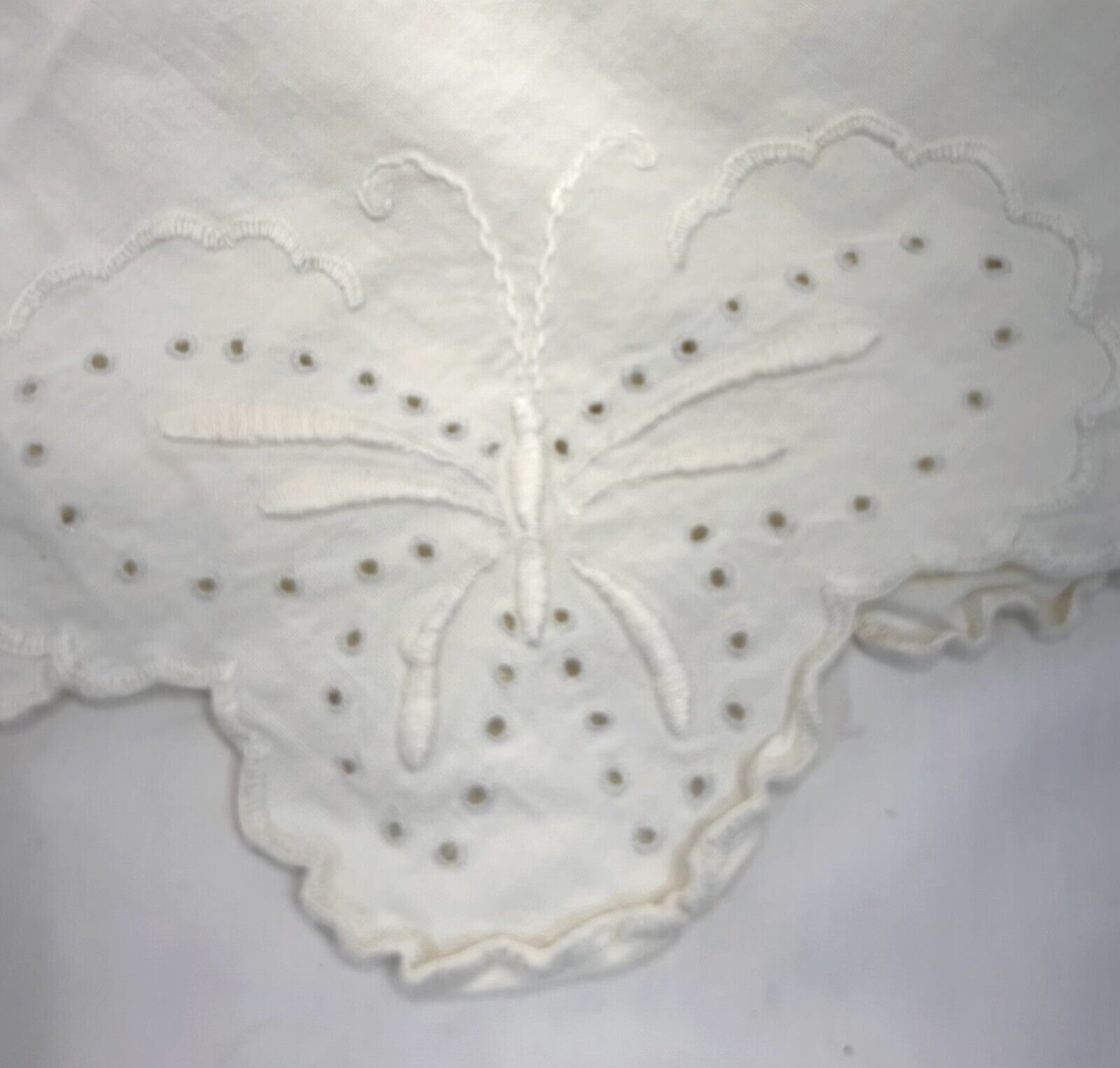 Vintage Handmade Round Tablecloth Lace Butterflies