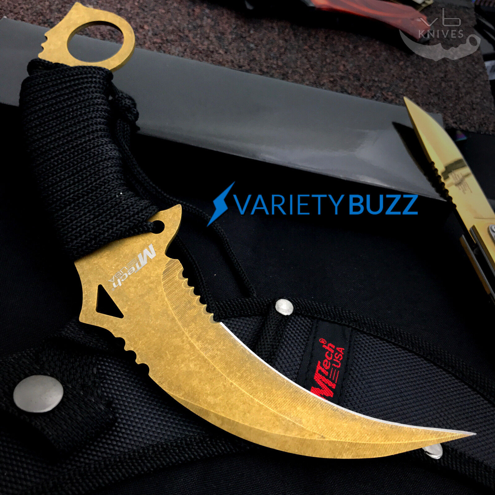 Straight Edge Razor Fixed Blade GOLD Cleaver TANTO Hunting Knife Karambit CLAW