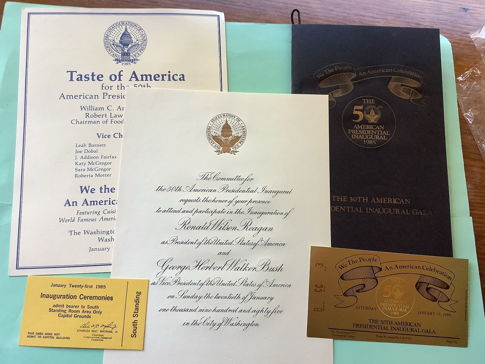 1985 President Ronald Reagan Inauguration Archive- Invitation, Gala, Ticket, Etc